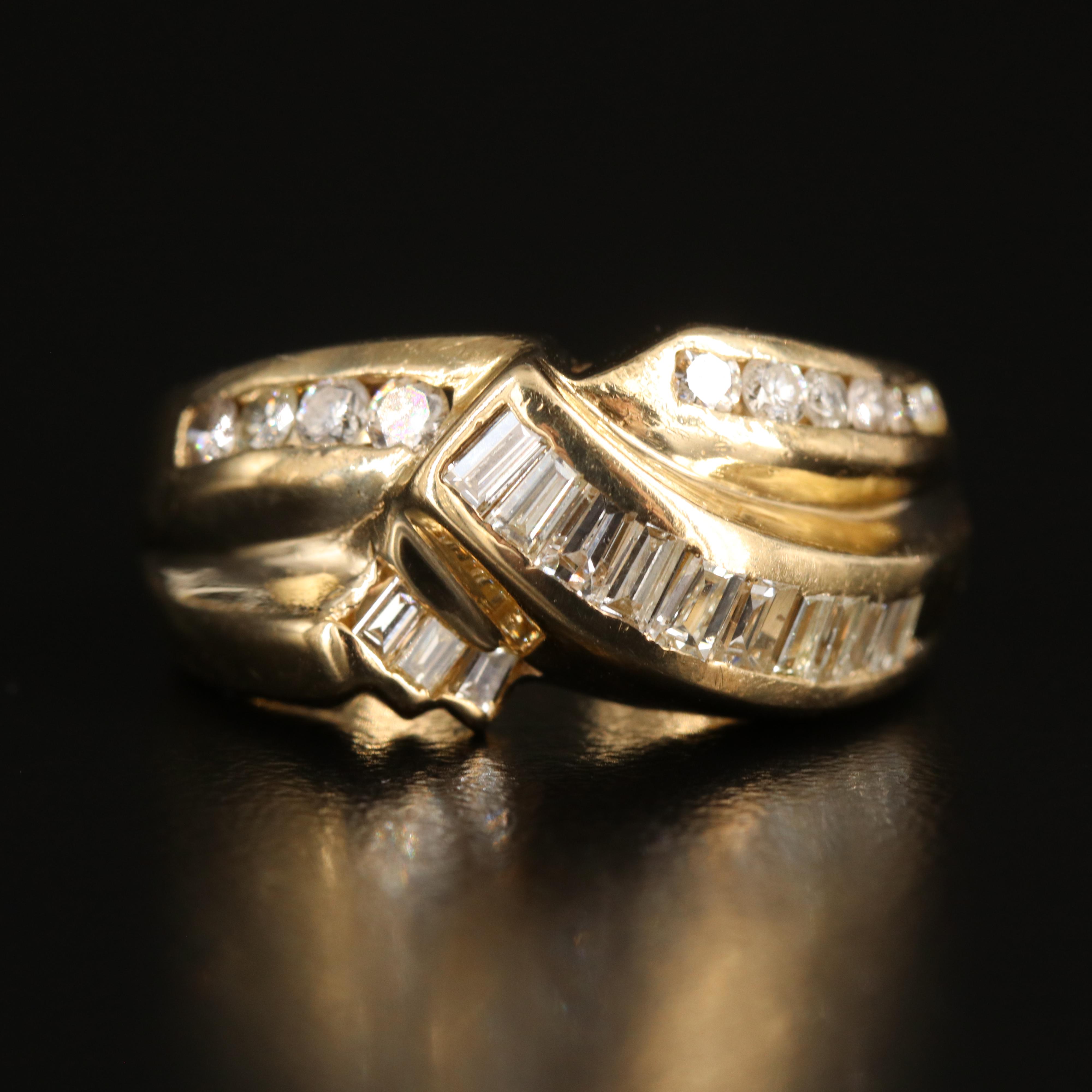 14K 1.02 CTW Diamond Crossover Ring