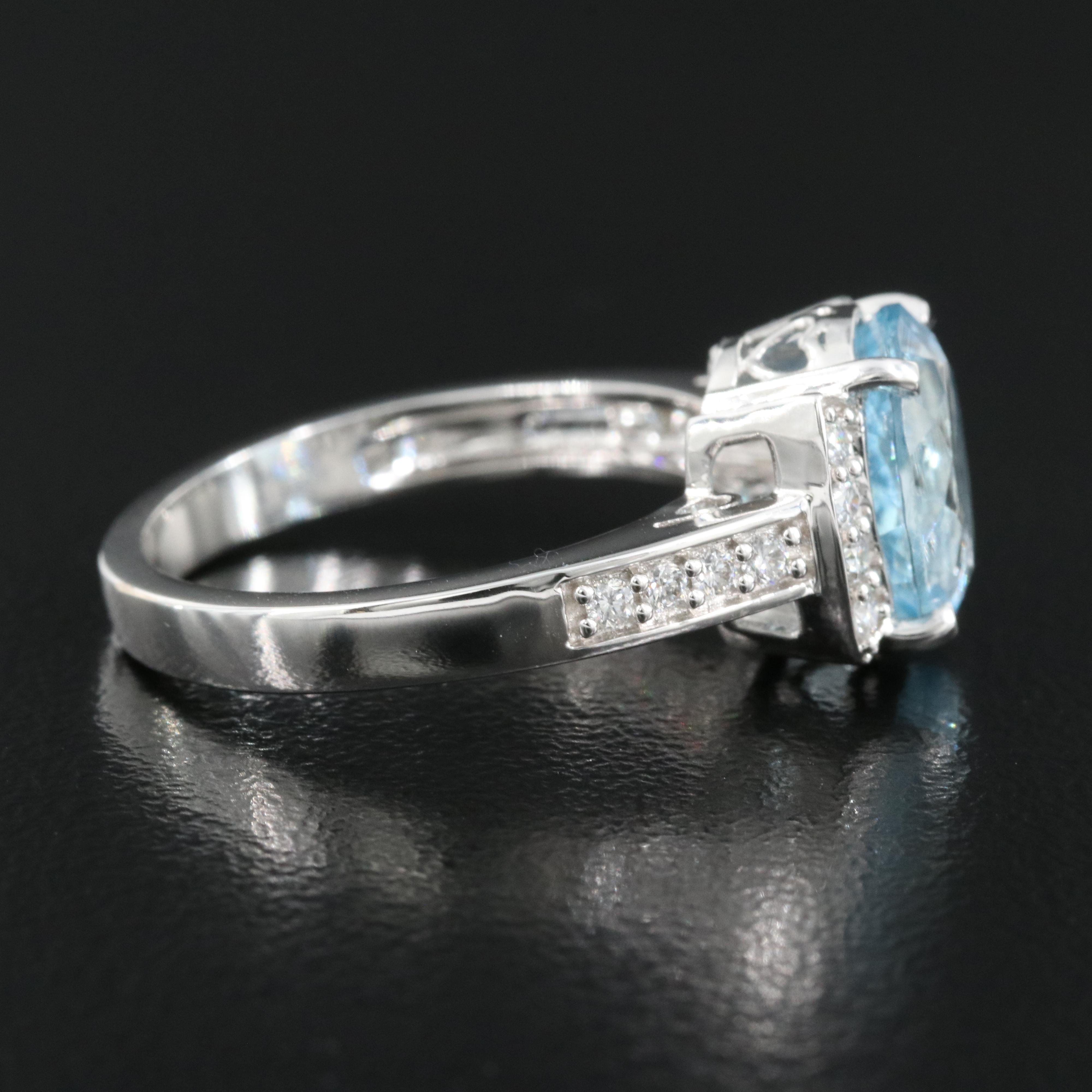 18K 2.40 CT Aquamarine and Diamond Ring