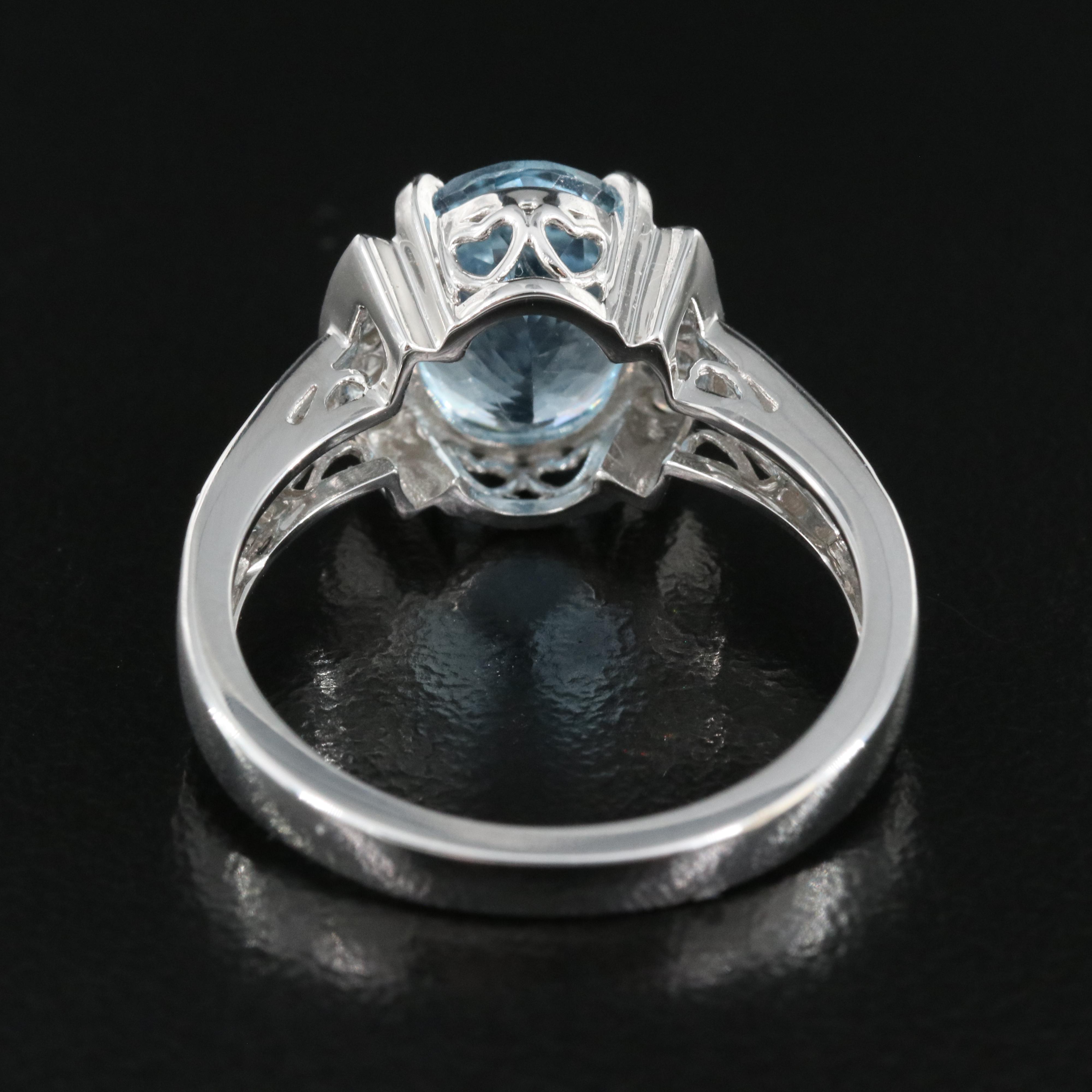 18K 2.40 CT Aquamarine and Diamond Ring