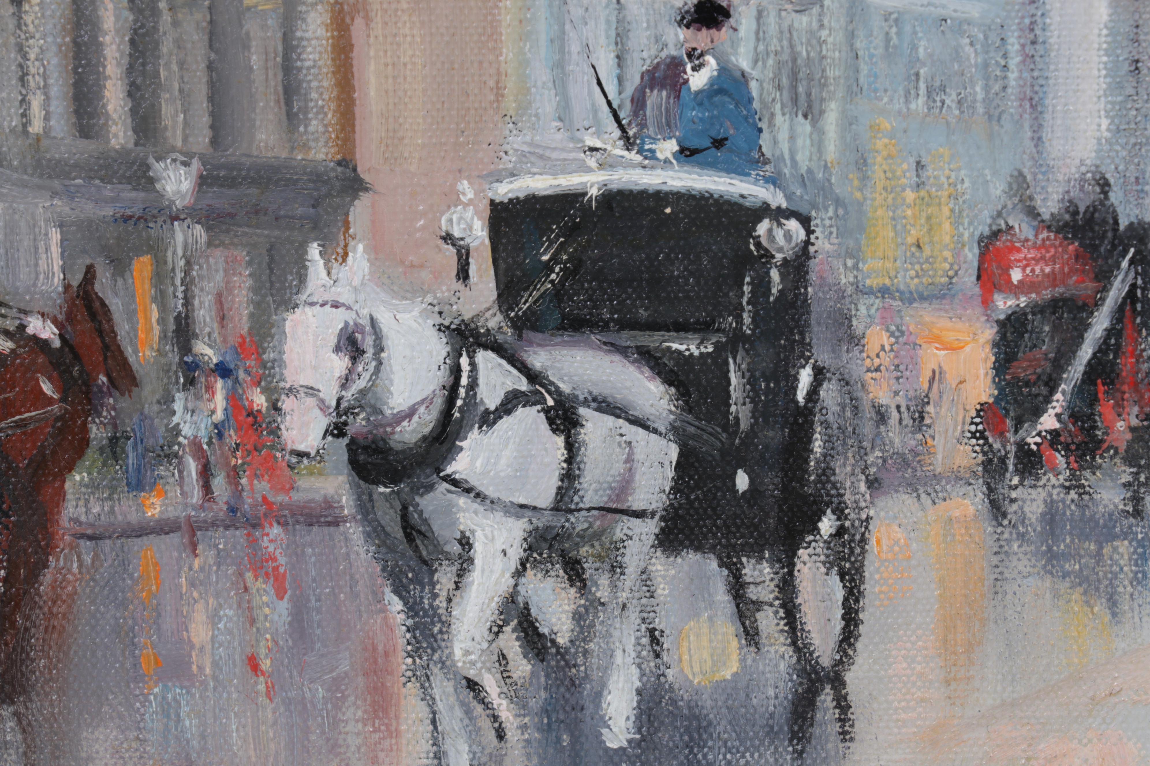 Kurt Daste Oil Painting of Victorian City Street Scene, 21st Century