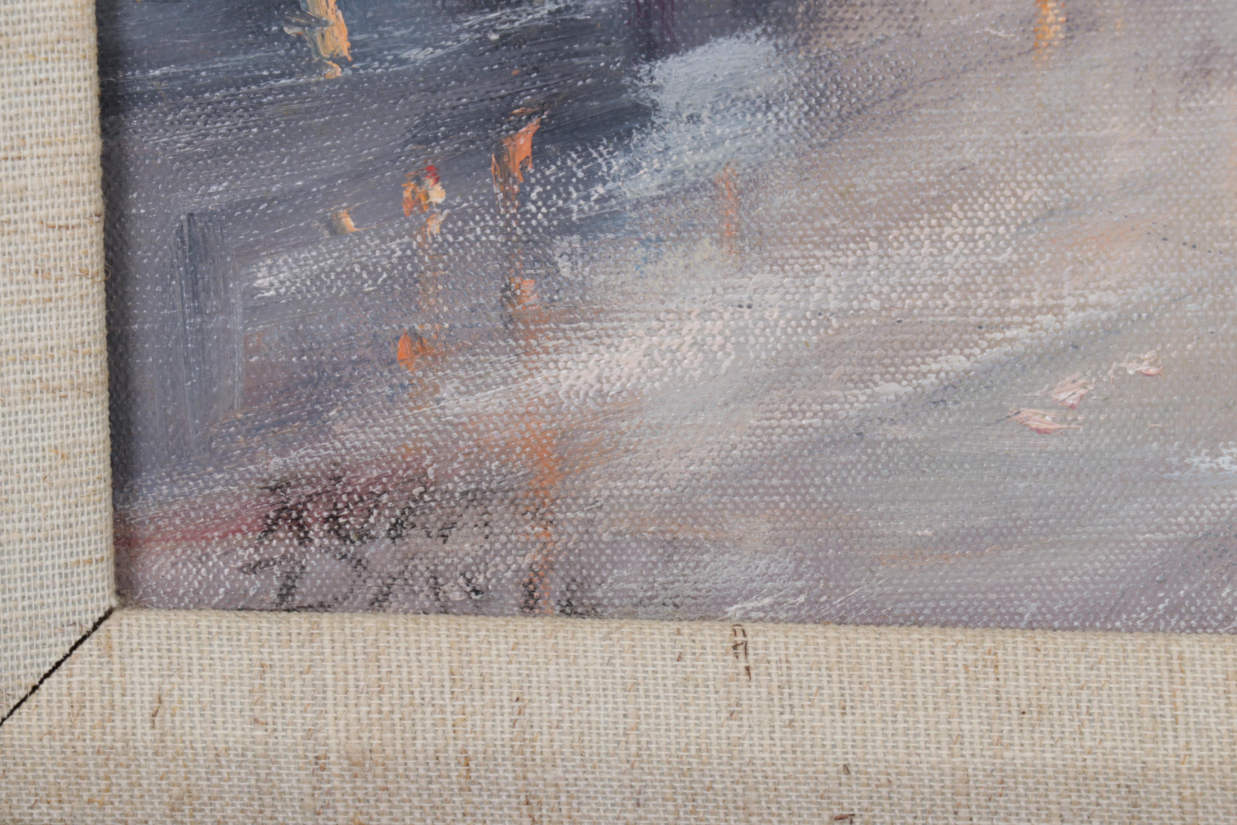 Kurt Daste Oil Painting of Victorian City Street Scene, 21st Century