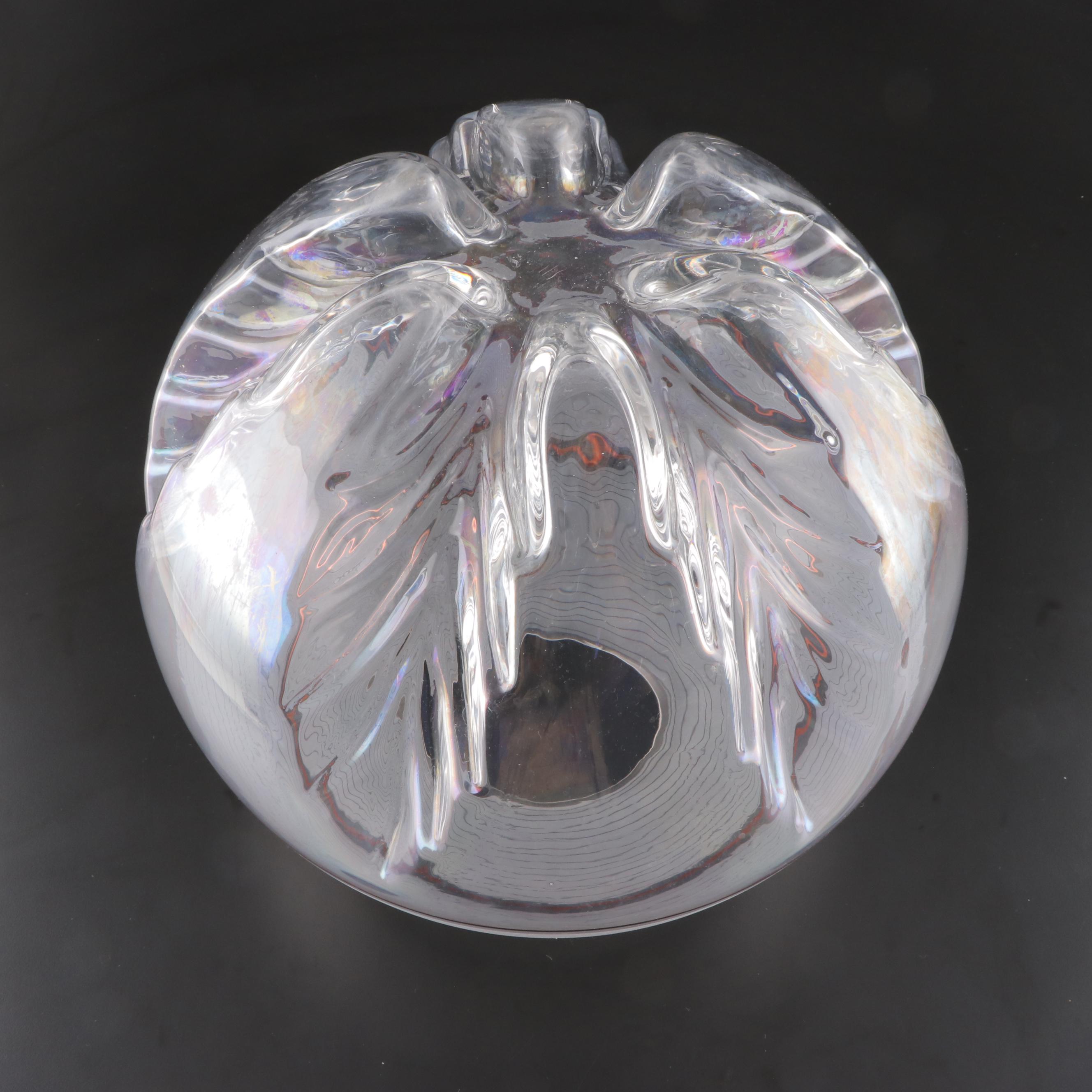 Frosted and Iridescent Glass Rose Bowl