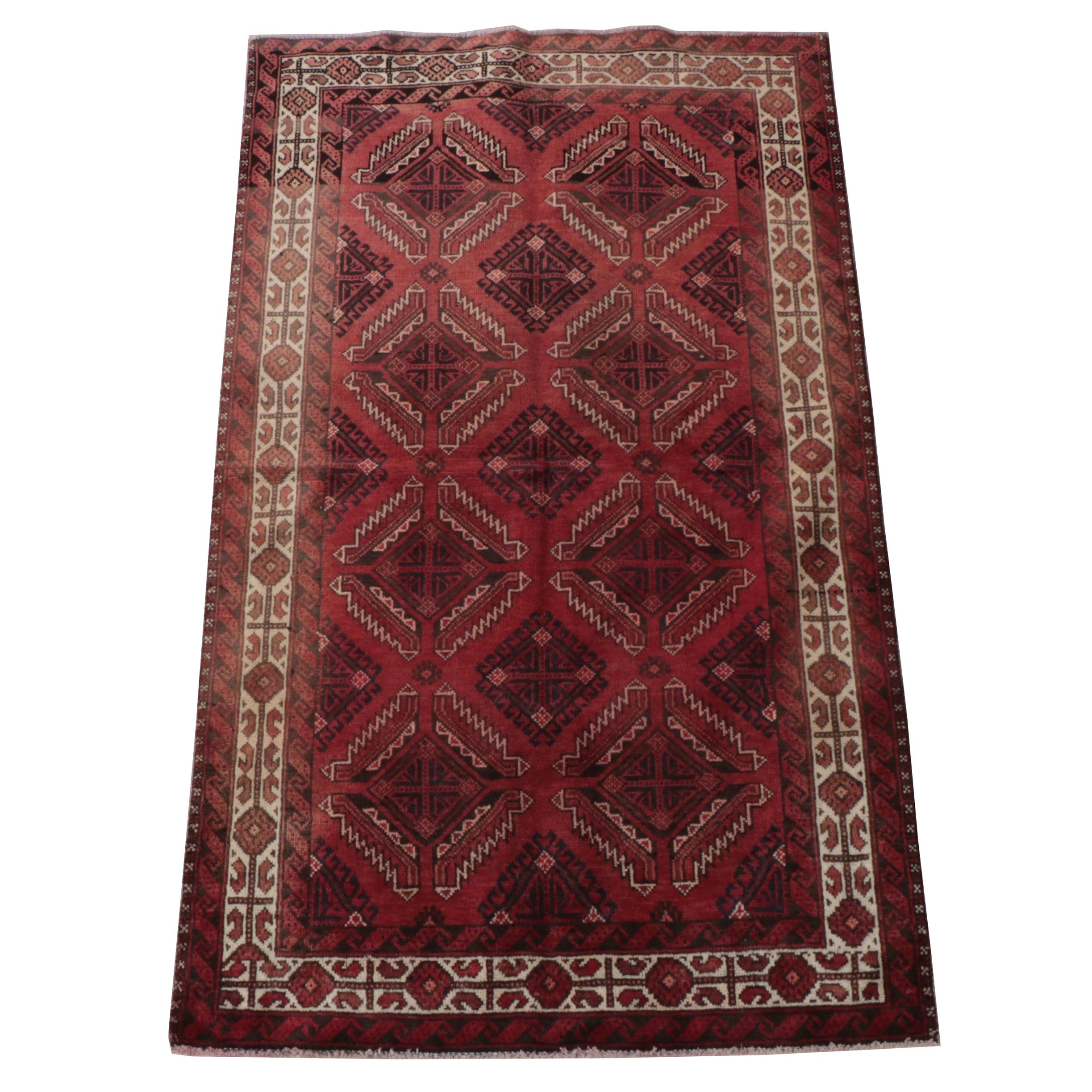 3'11 x 6'7 Hand-Knotted Afghan Baluch Area Rug