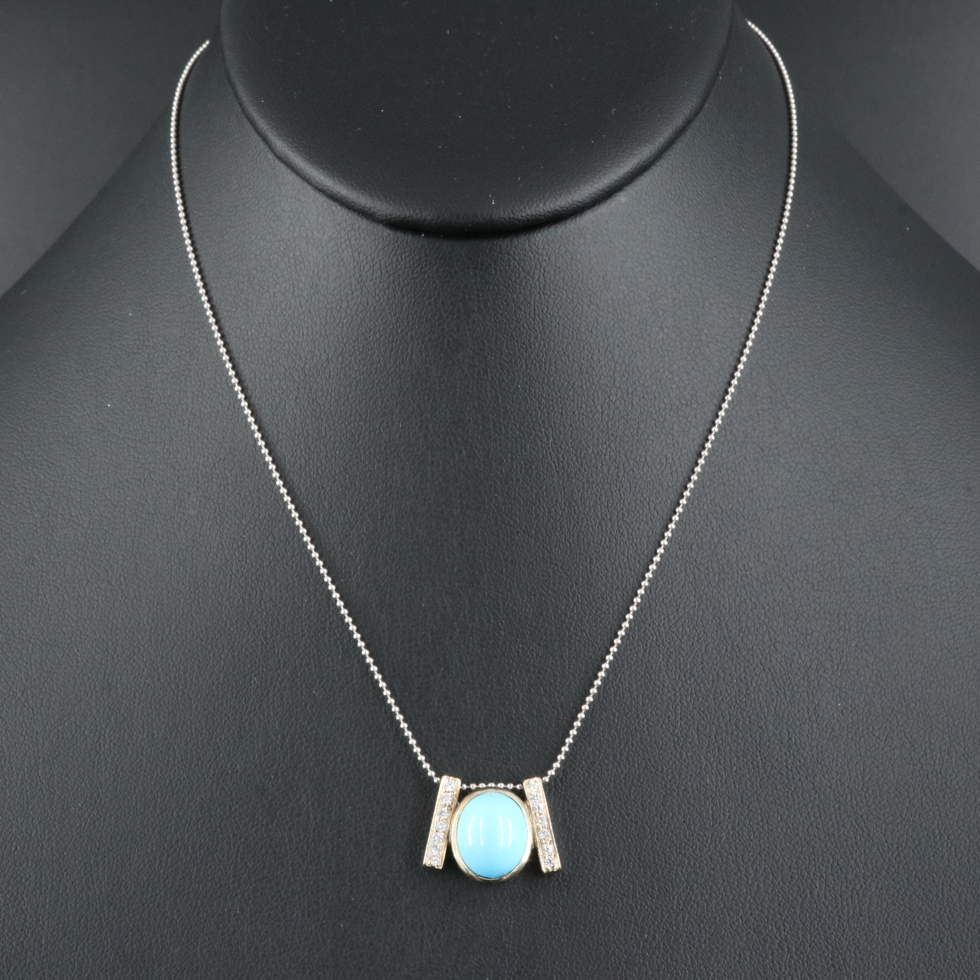 18K Turquoise and Diamond Pendant Necklace