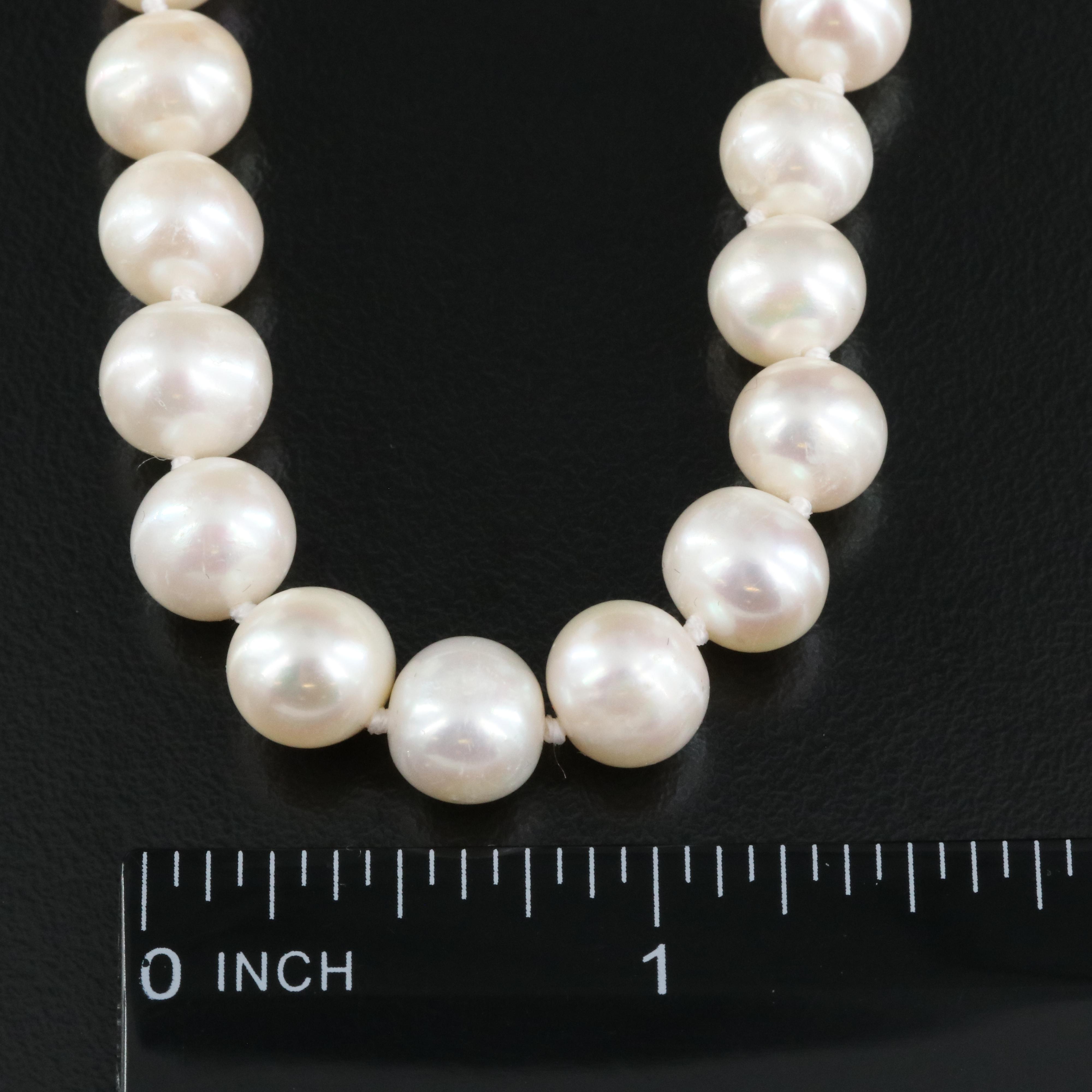 Pearl Necklace with Sterling Diamond Clasp