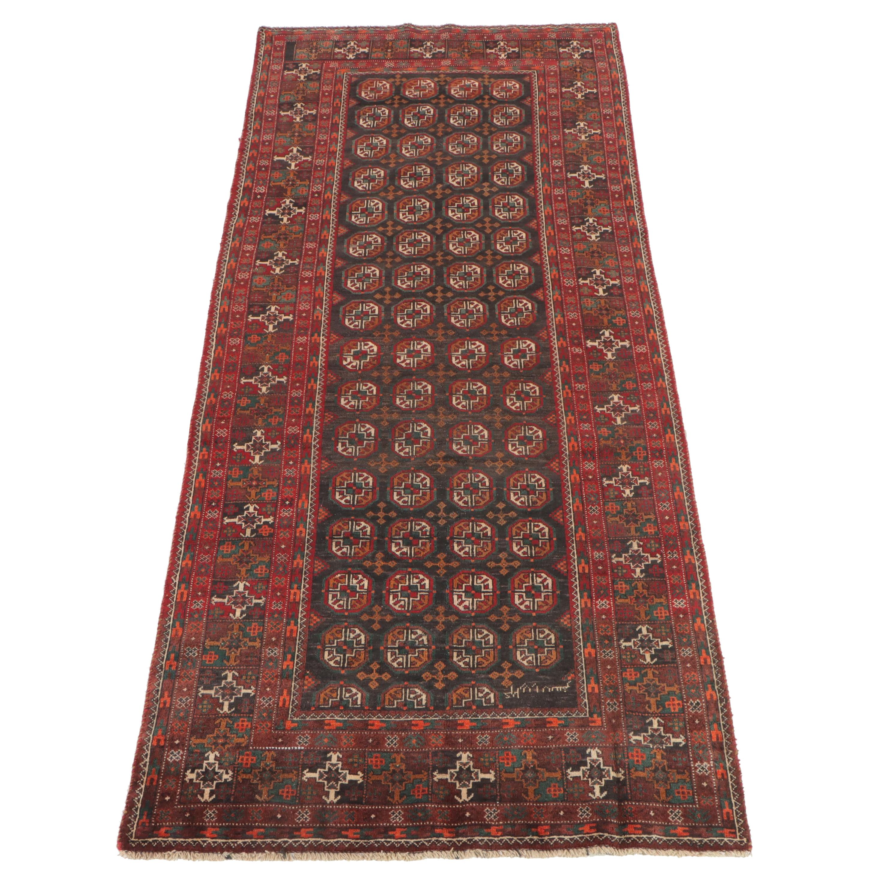 4' x 9'5 Hand-Knotted Afghan Turkmen Long Rug
