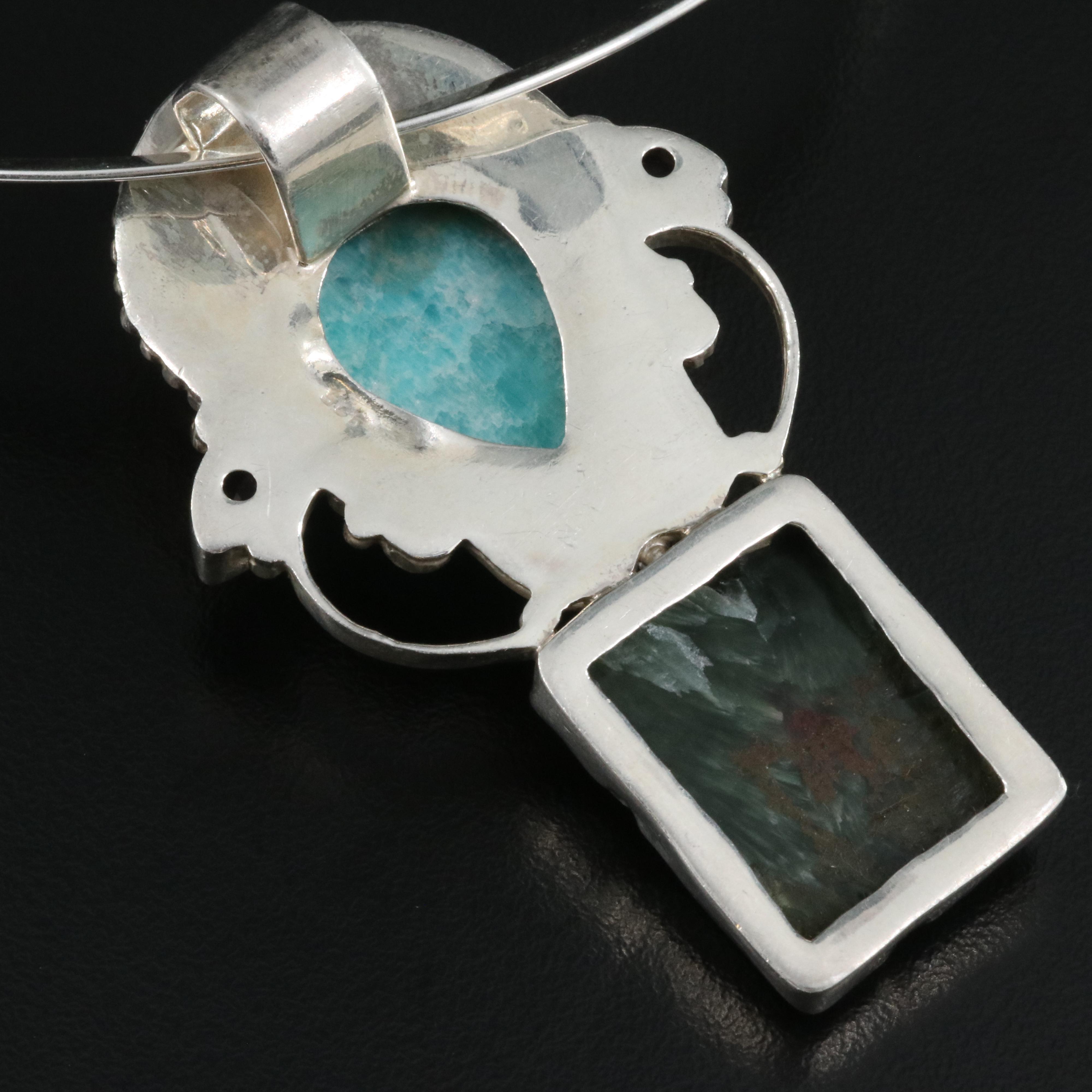 Sterling Figural Collar Including Amethyst, Seraphinite and Cubic Zirconia