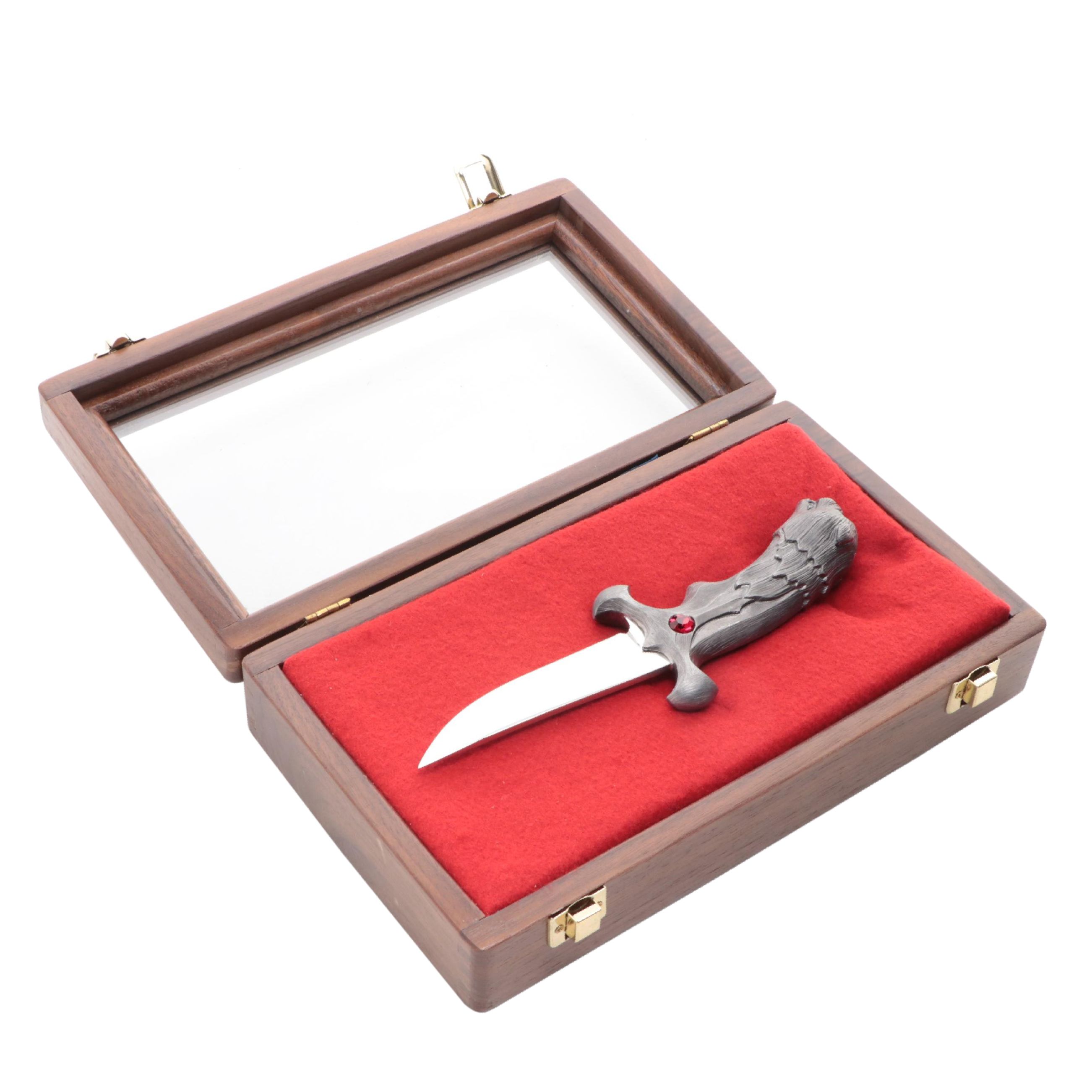 Michael Ricker Panther Head Fixed Blade Knife in Presentation Case, 1995