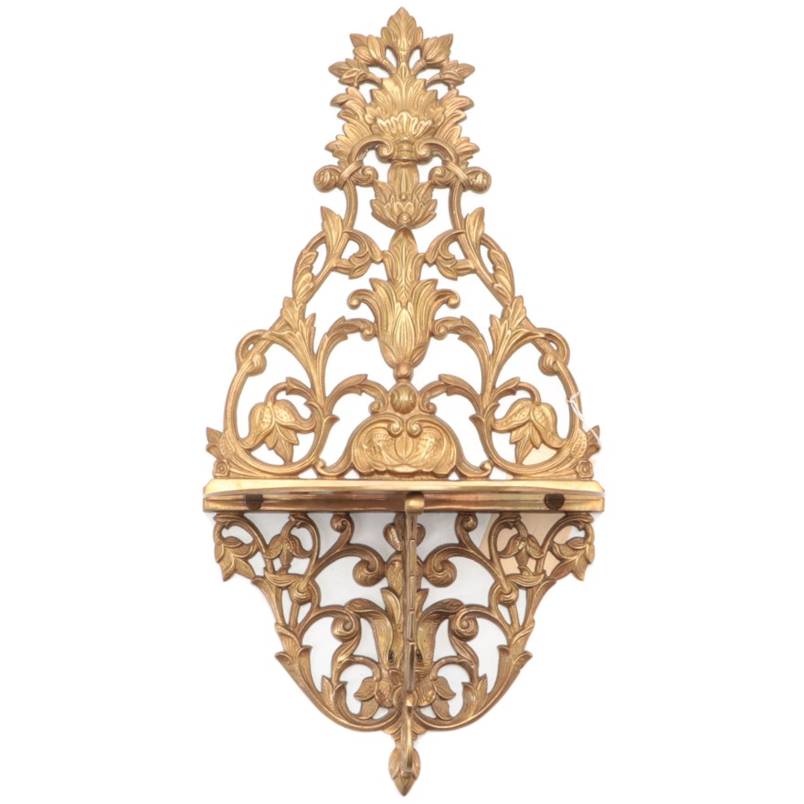 Rococo Style Cast Brass Wall Shelf