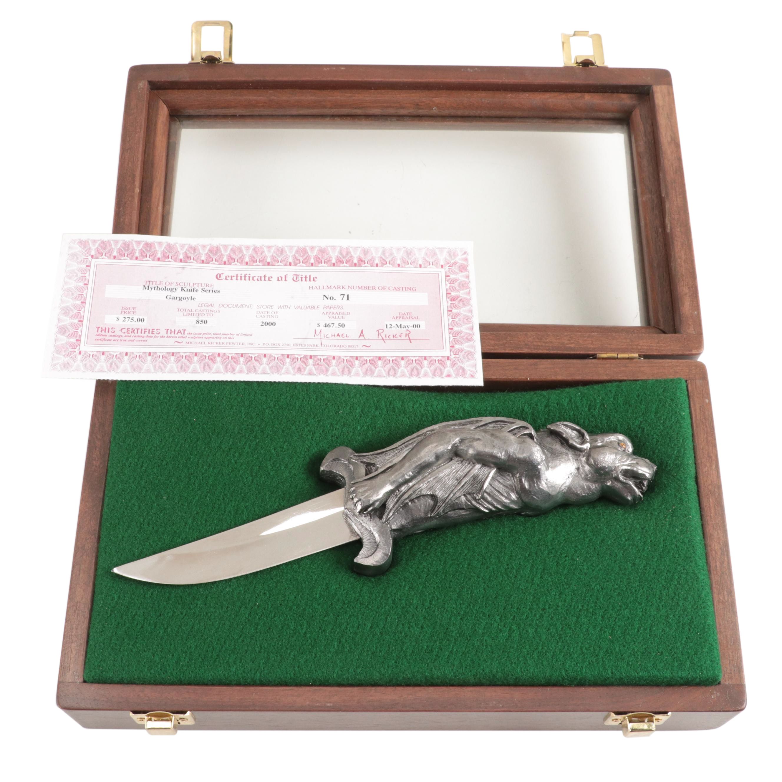 Michael Ricker Limited Edition Gargoyle Handle Knife in Presentation Case, 2000