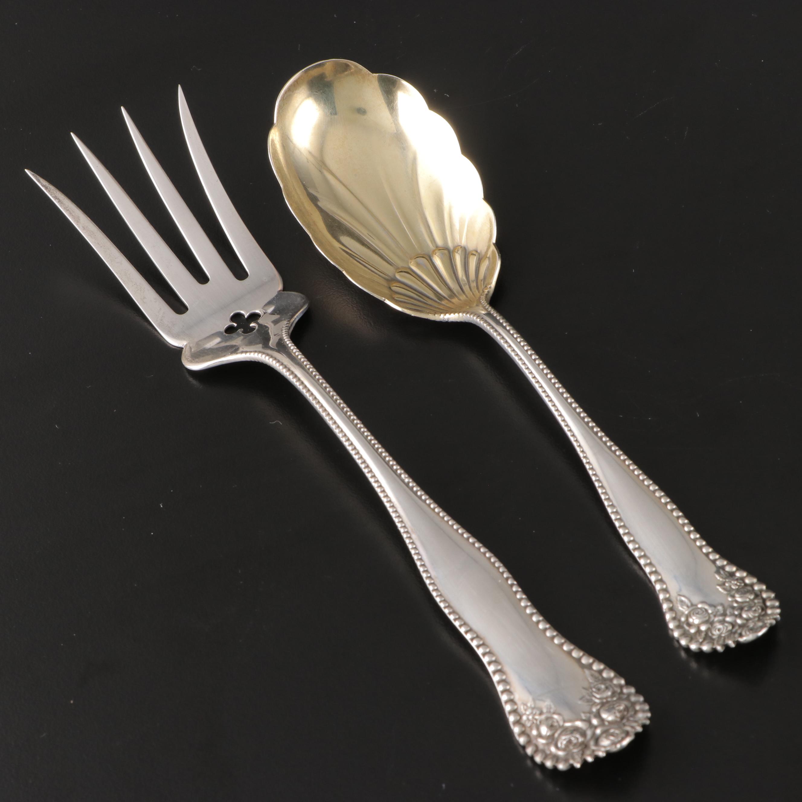 Gorham "Lancaster" Sterling Silver Chipped Beef Fork and Sugar Shell Spoon
