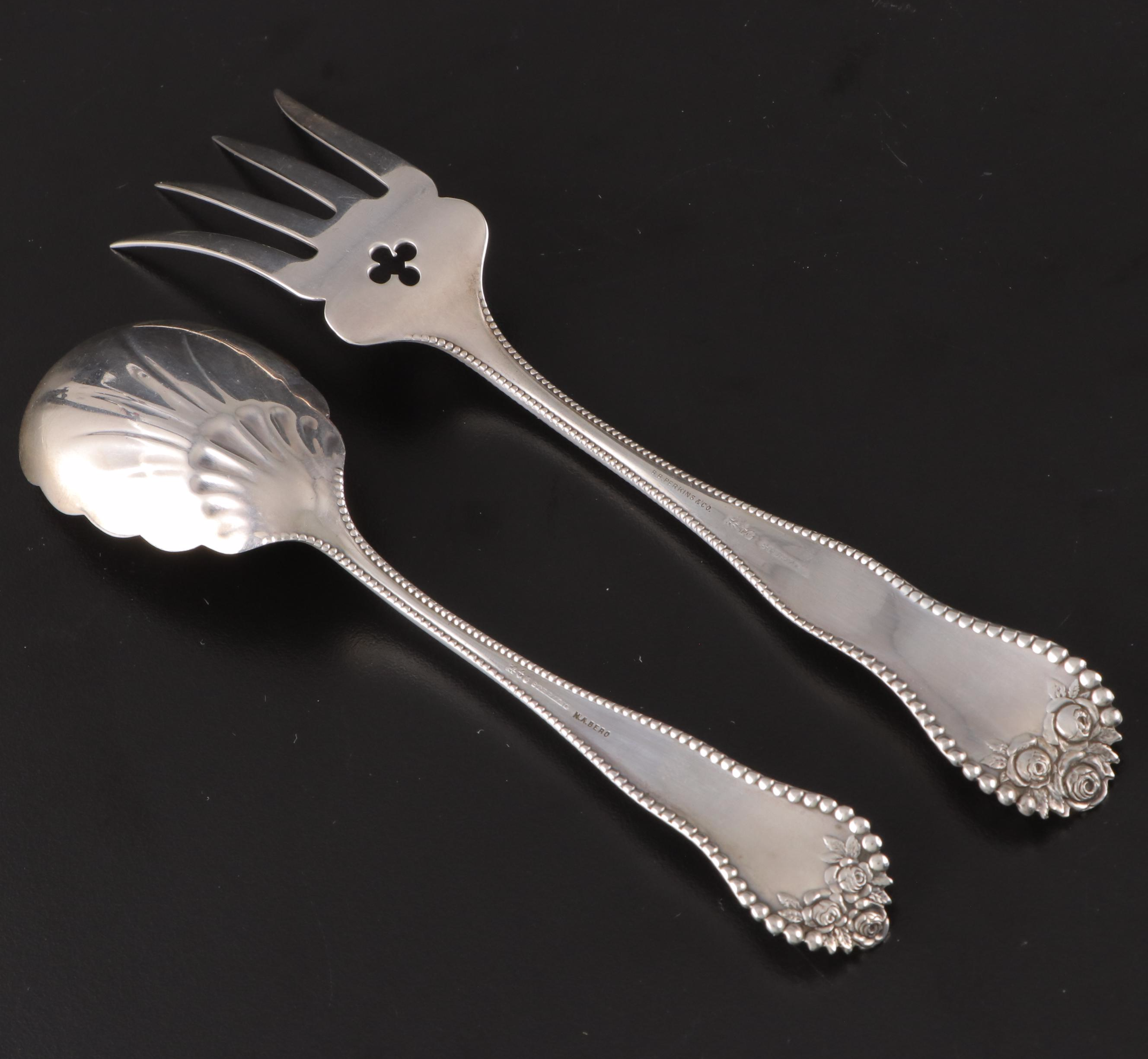 Gorham "Lancaster" Sterling Silver Chipped Beef Fork and Sugar Shell Spoon