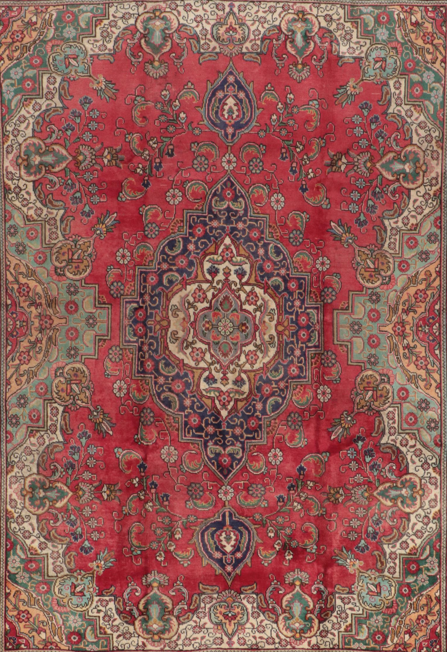 7'3 x 10'7 Hand-Knotted Persian Kerman Area Rug