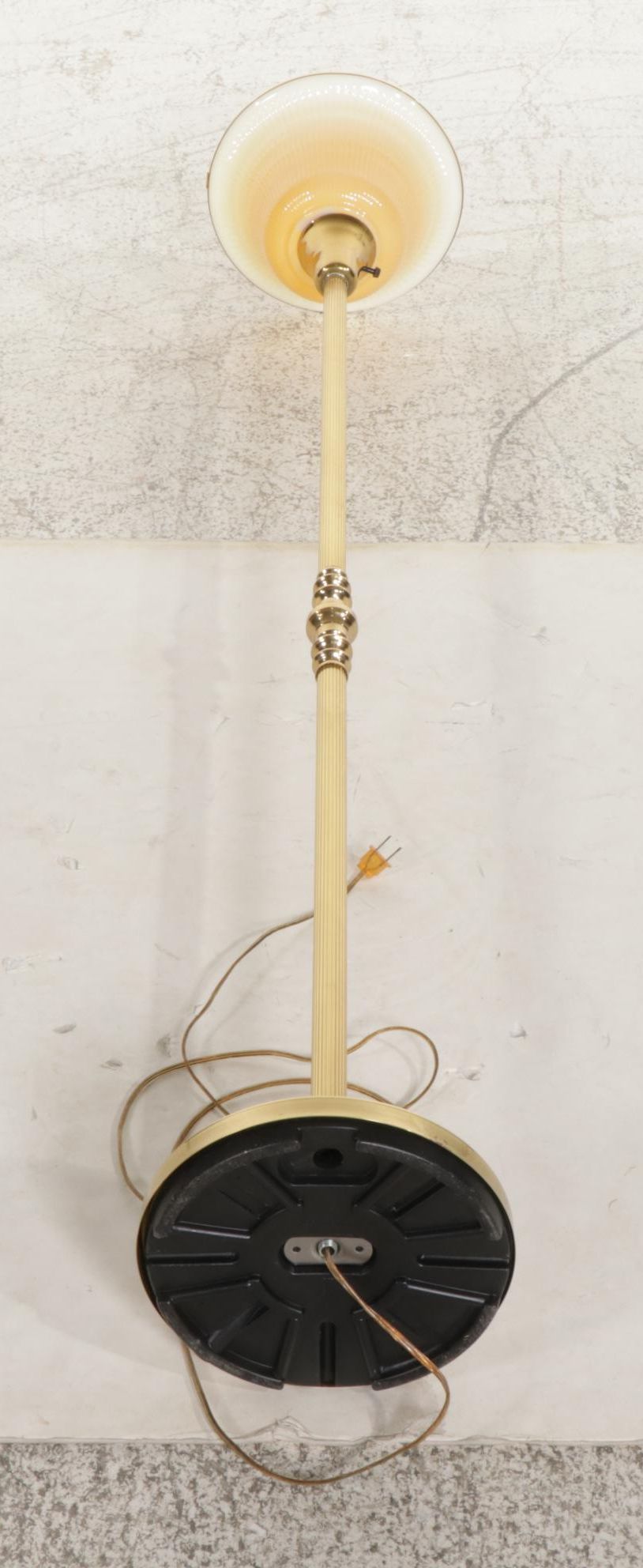 Alsy Brass Torchière Floor Lamp with Amber Ombre Glass Shade, Late 20th Century