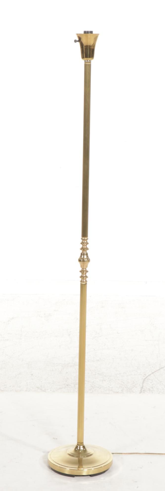 Alsy Brass Torchière Floor Lamp with Amber Ombre Glass Shade, Late 20th Century