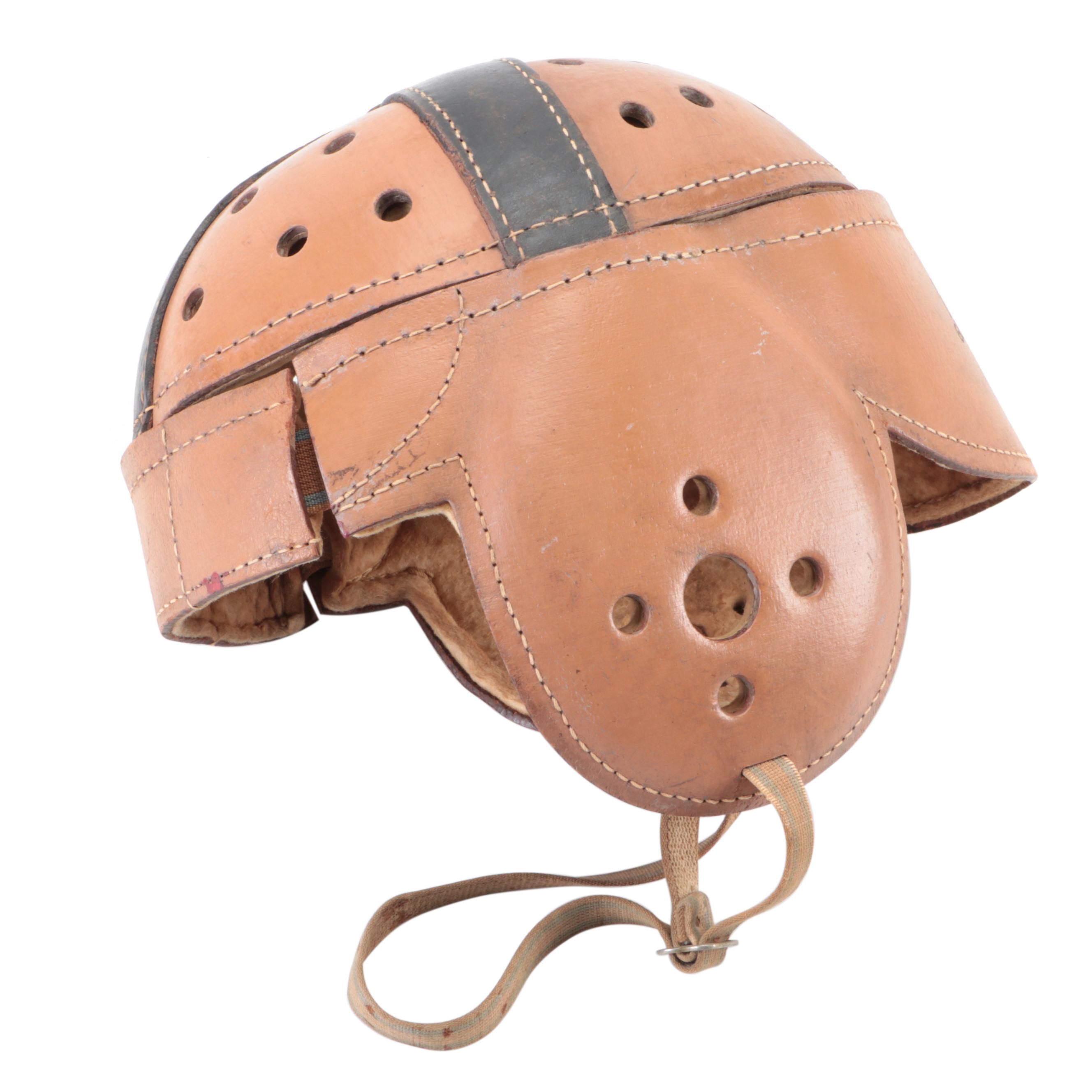 Hutch H-8 Size Medium Leather Football Helmet, Early to Mid-20th Century