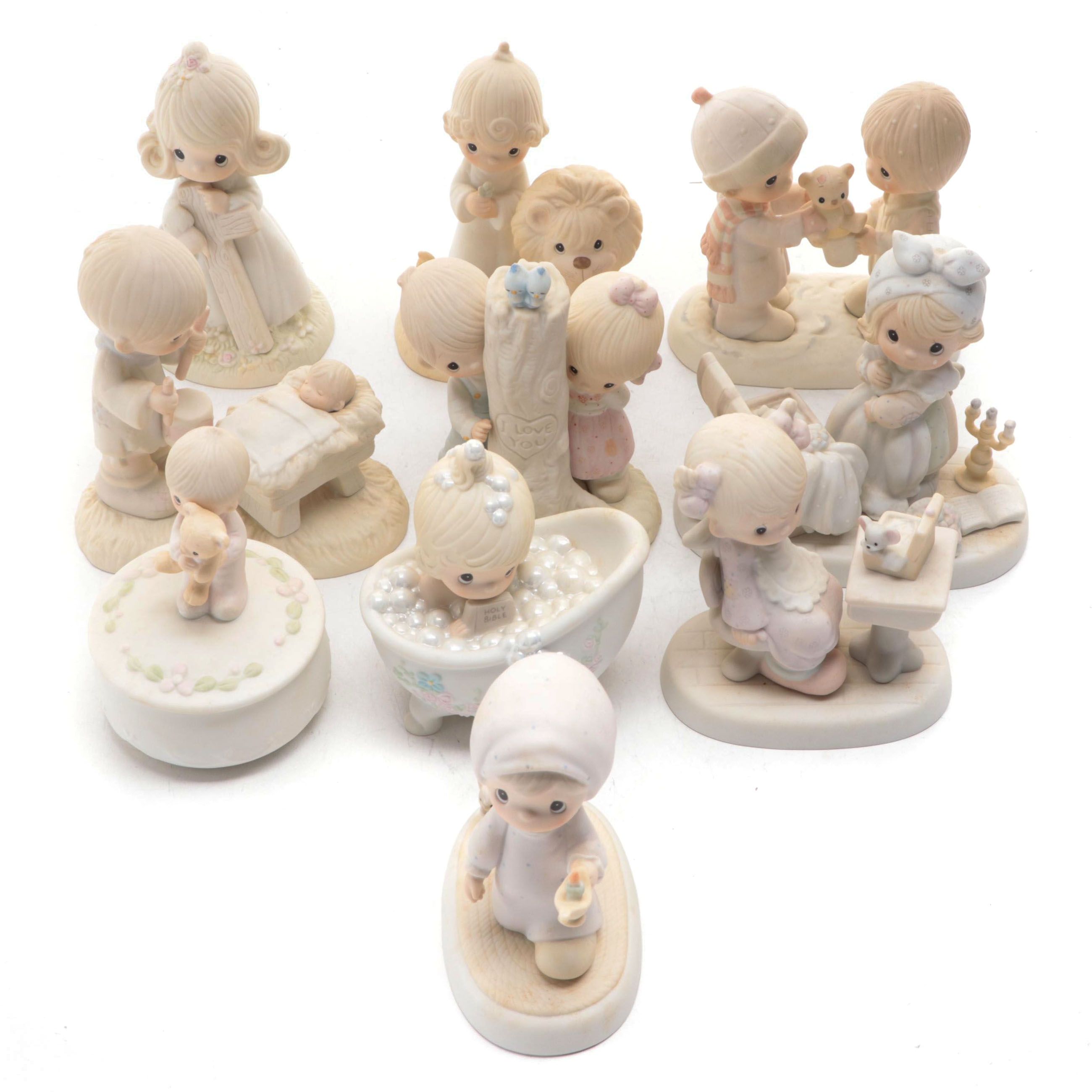 Precious Moment Porcelain Figurines Including "Peace on Earth," and More