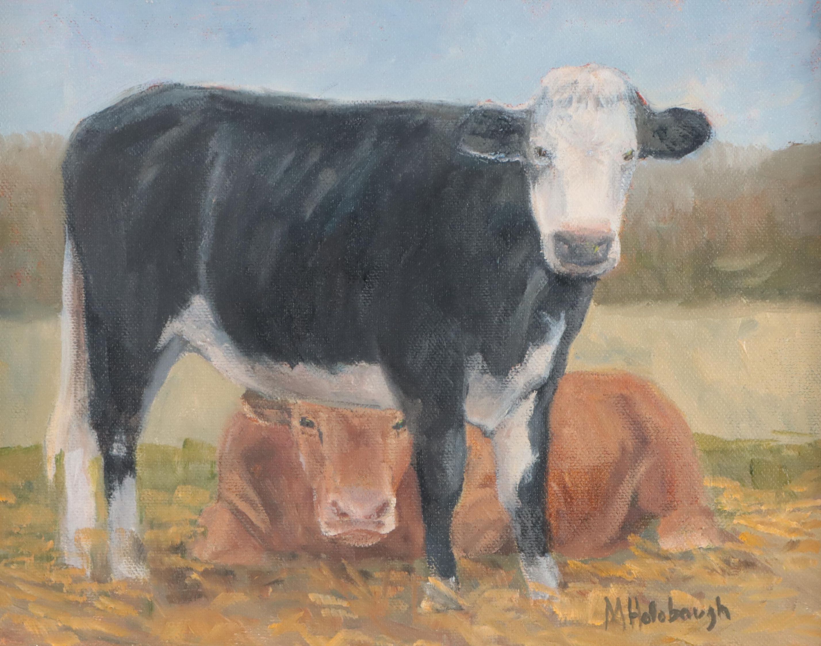 Mary Holobaugh Oil Painting of Cows