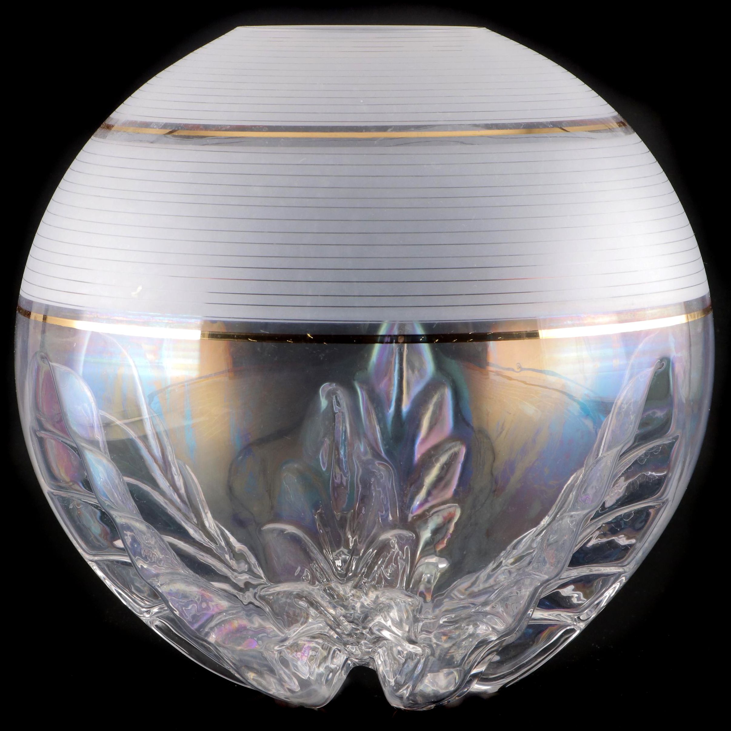 Frosted and Iridescent Glass Rose Bowl