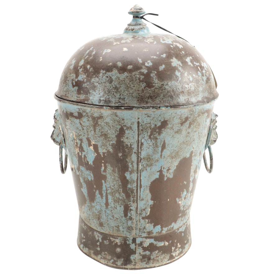 Sarreid Ltd. Patinated  Metal Ash Container