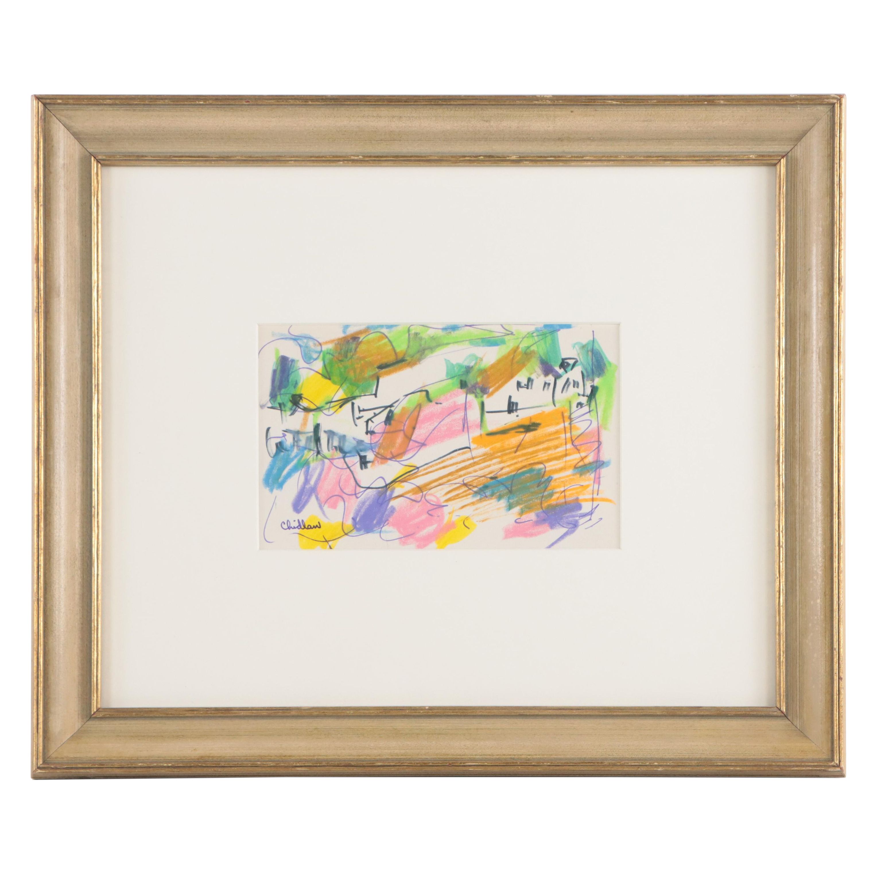 Paul Chidlaw Expressionist Landscape Mixed Media Drawing