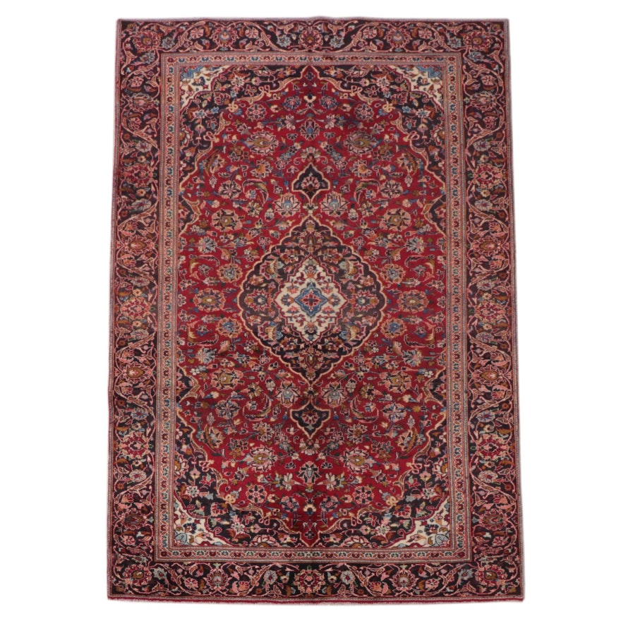 6'2 x 9'10 Hand-Knotted Persian Kashan Area Rug