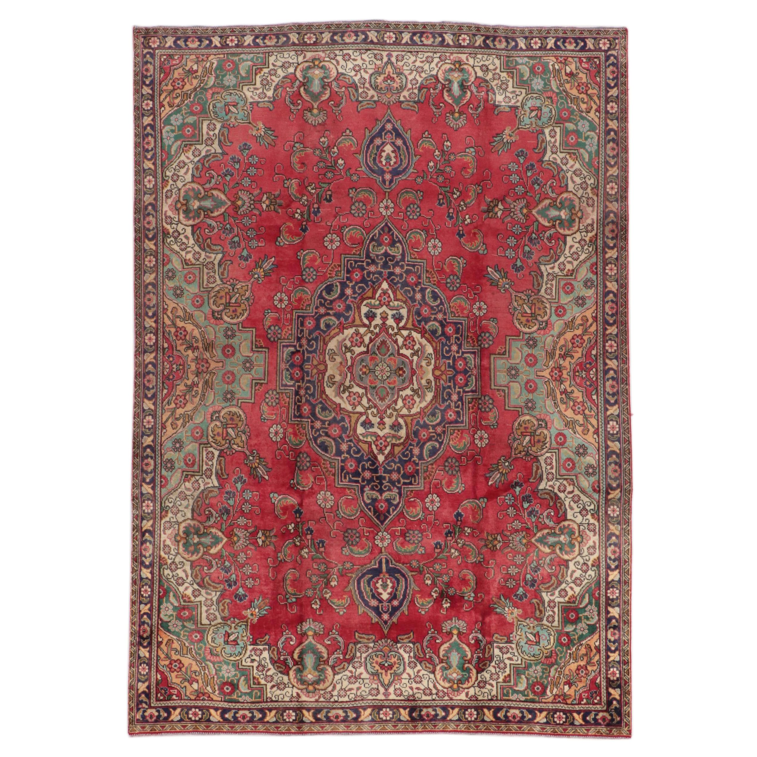 7'3 x 10'7 Hand-Knotted Persian Kerman Area Rug