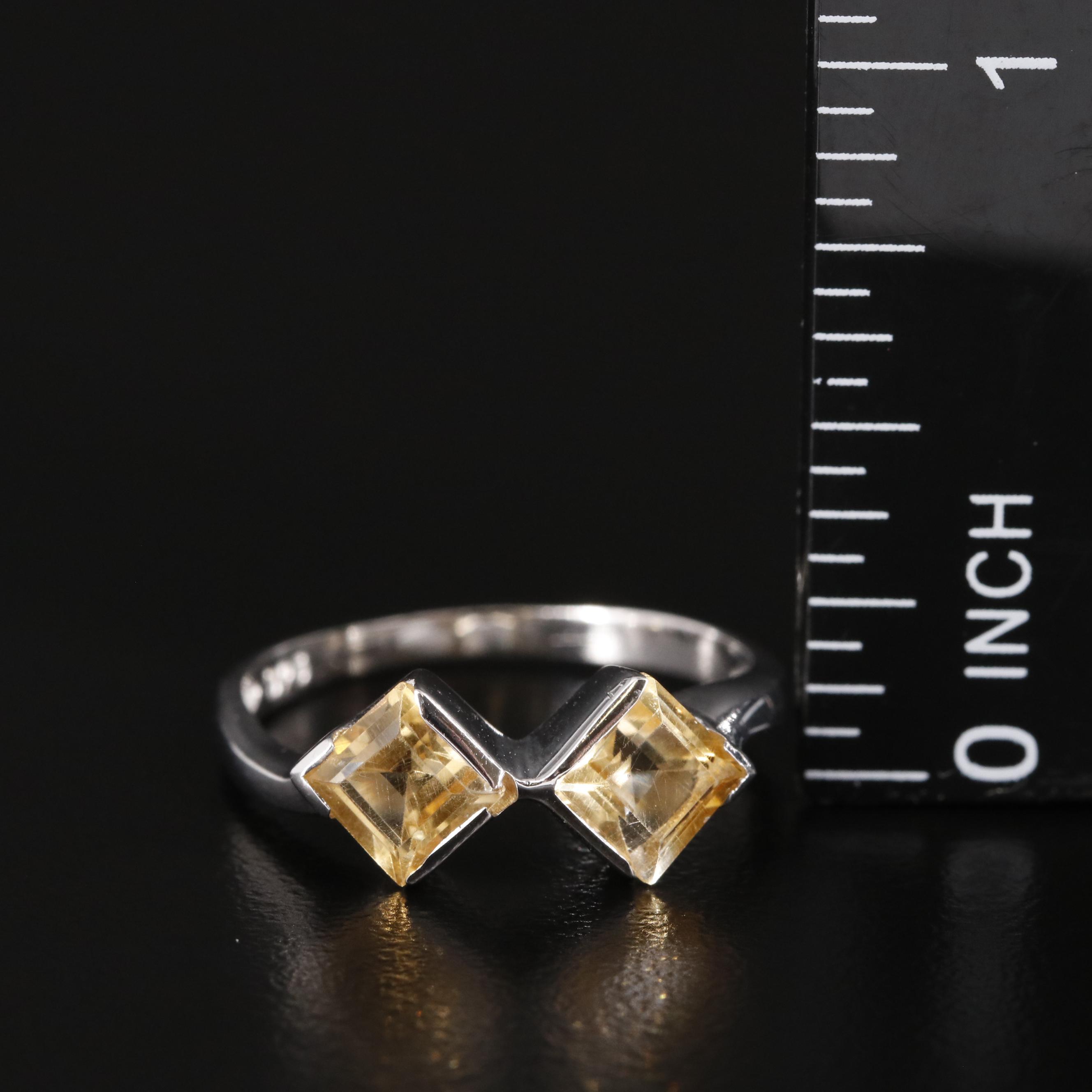 Sterling Citrine Toi et Moi Ring