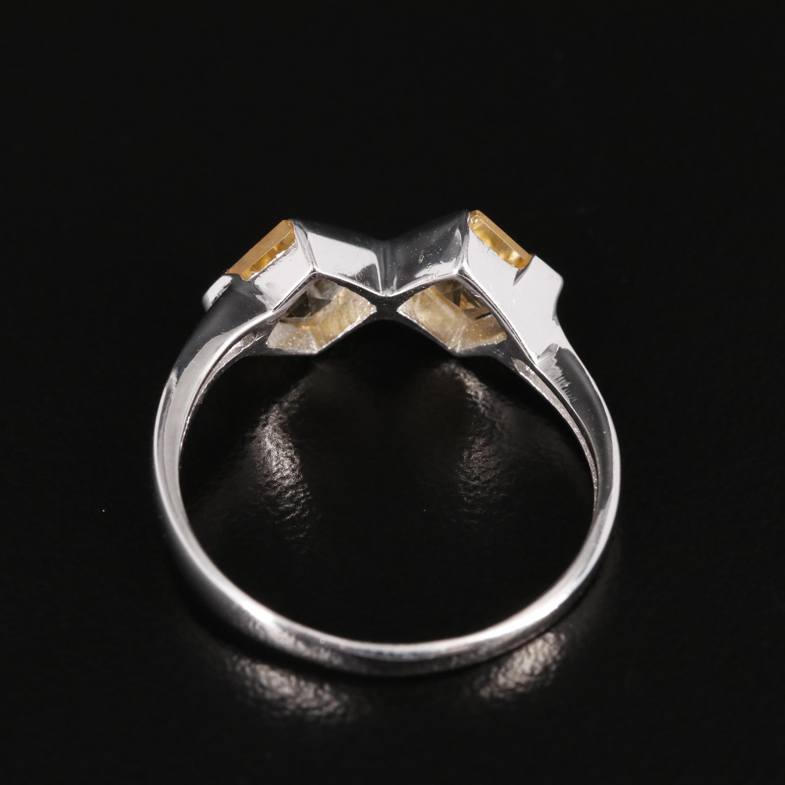 Sterling Citrine Toi et Moi Ring