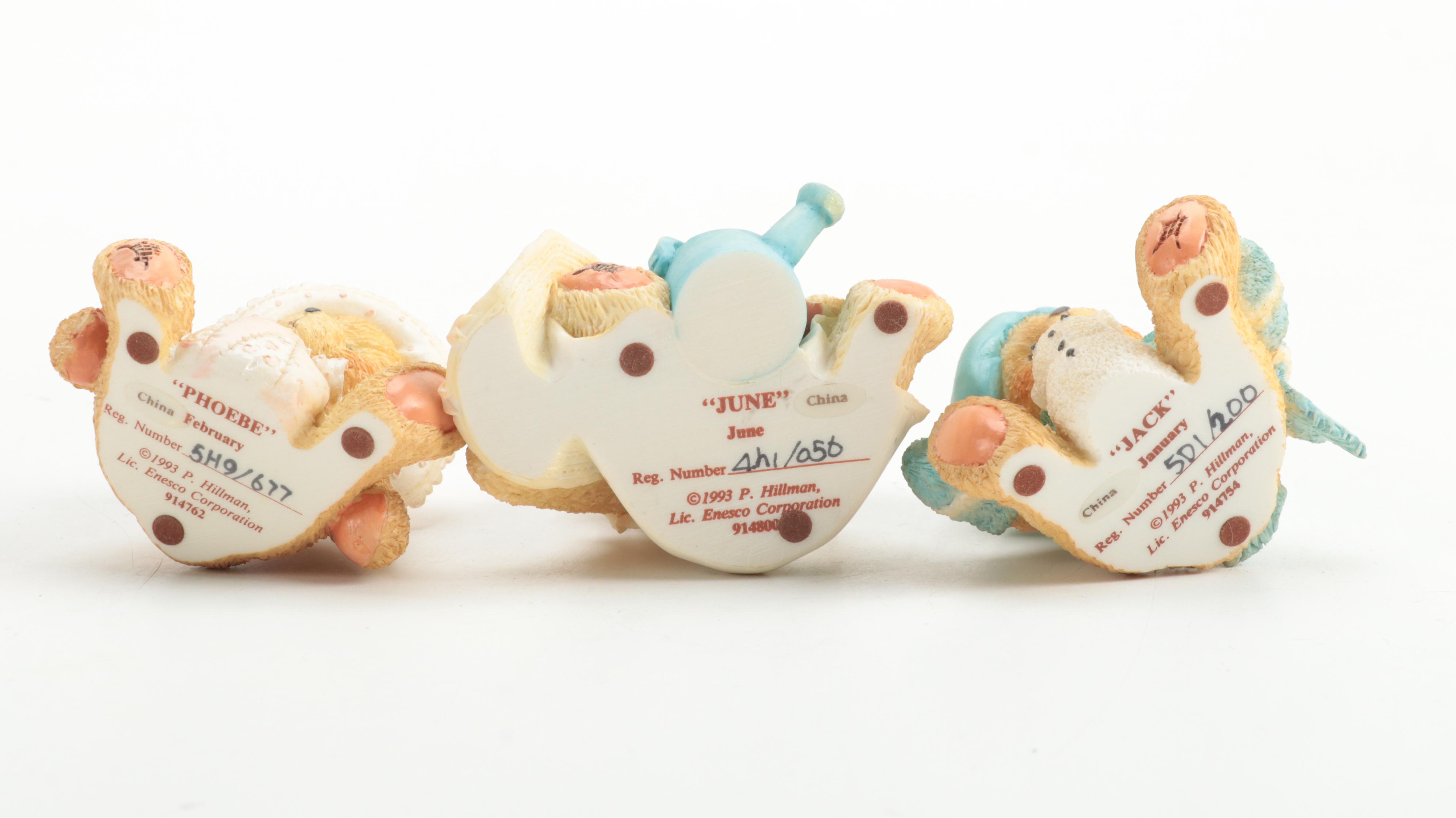 Enesco Corportation Porcelain Teddy Bear Figurines