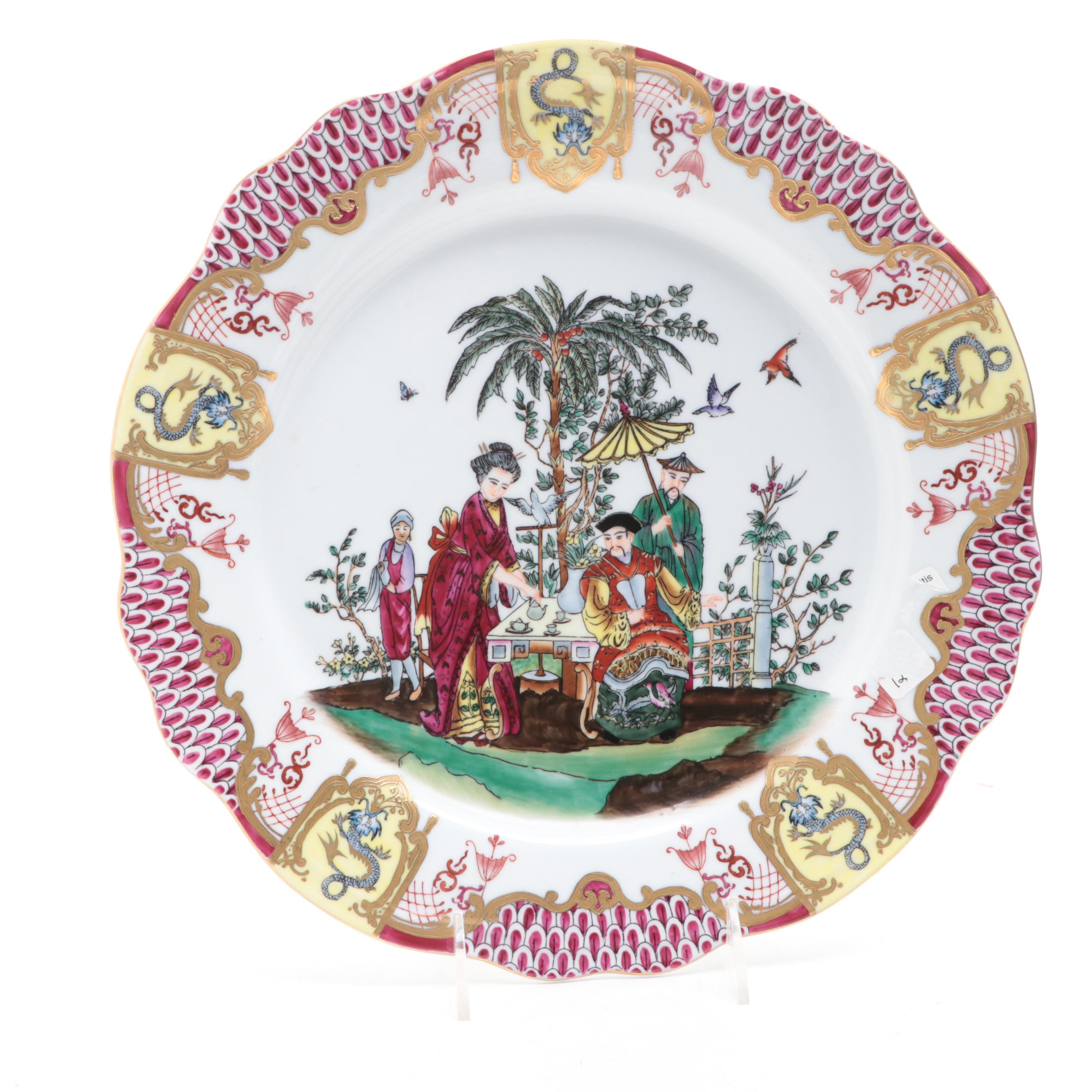 Pair of Chelsea House Chinoiserie Bone China Decorative Plates