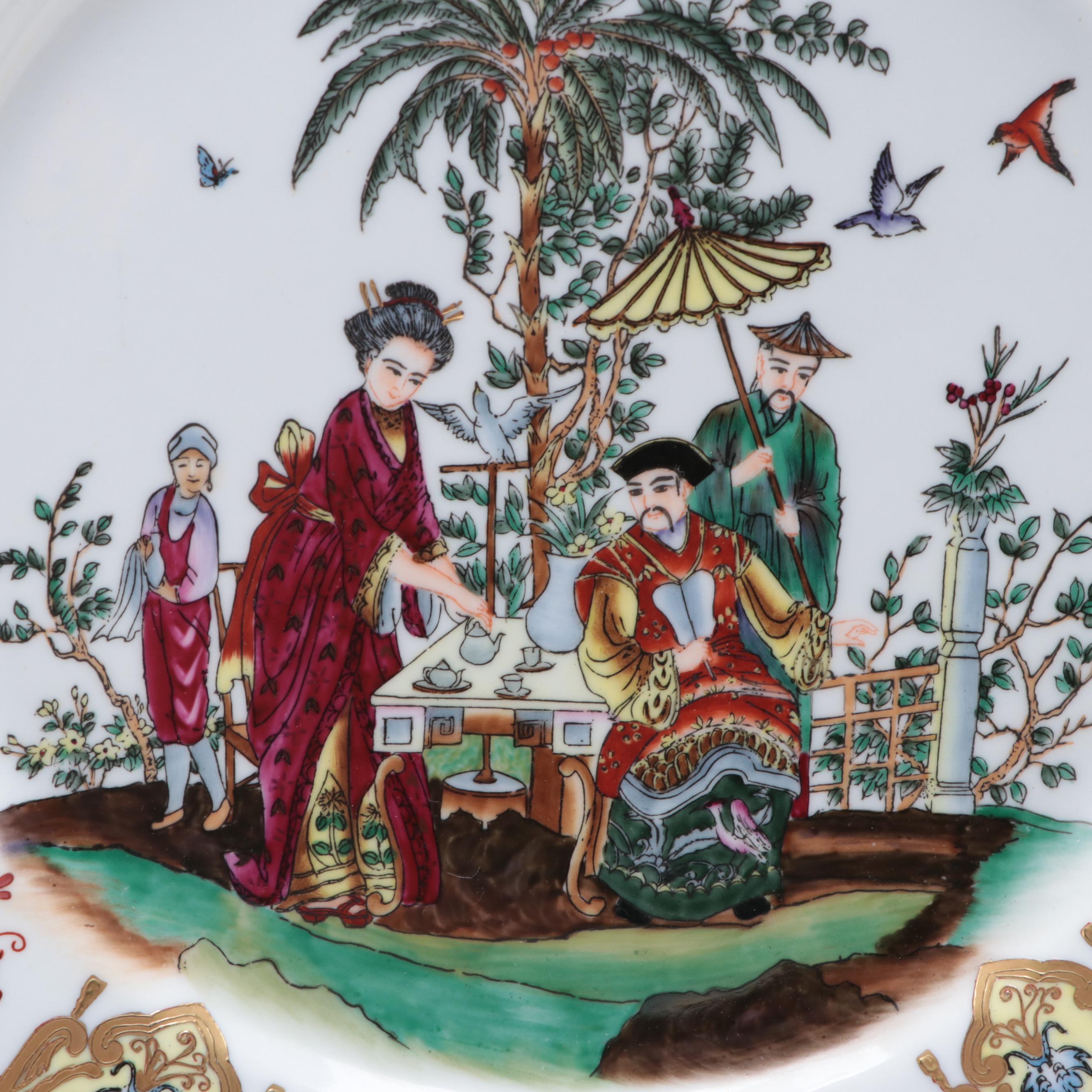 Pair of Chelsea House Chinoiserie Bone China Decorative Plates