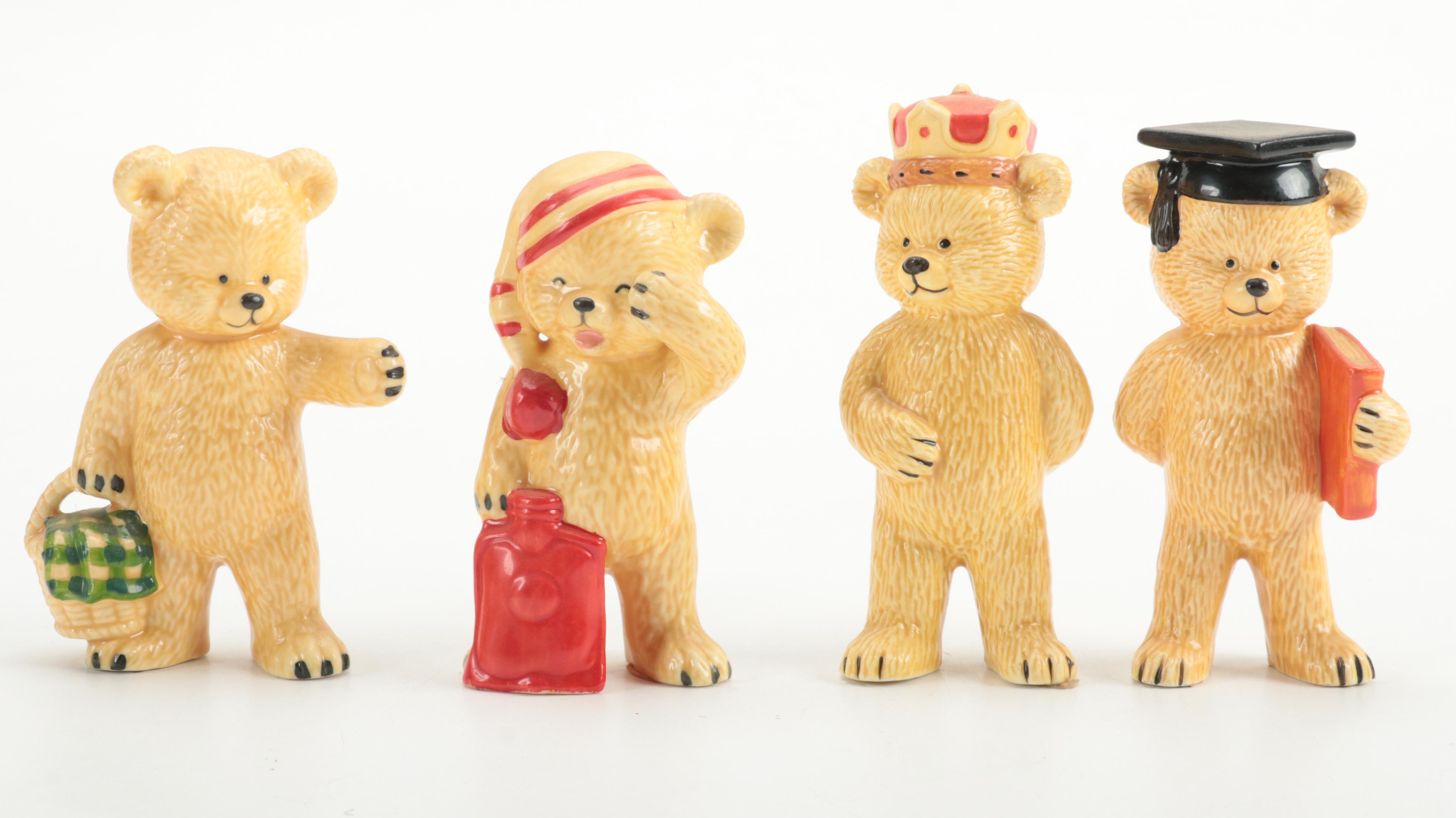 The Danbury Mint Bone China Bear Figurines Including "Well-Read Bear," and More