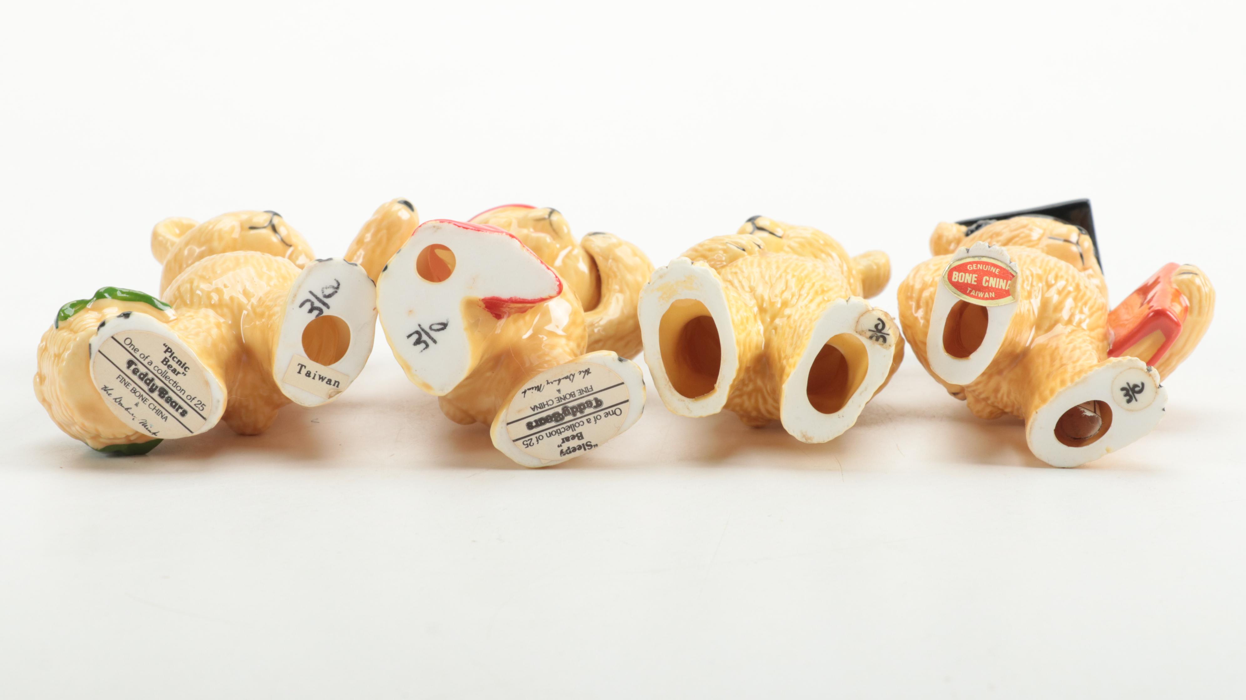 The Danbury Mint Bone China Bear Figurines Including "Well-Read Bear," and More