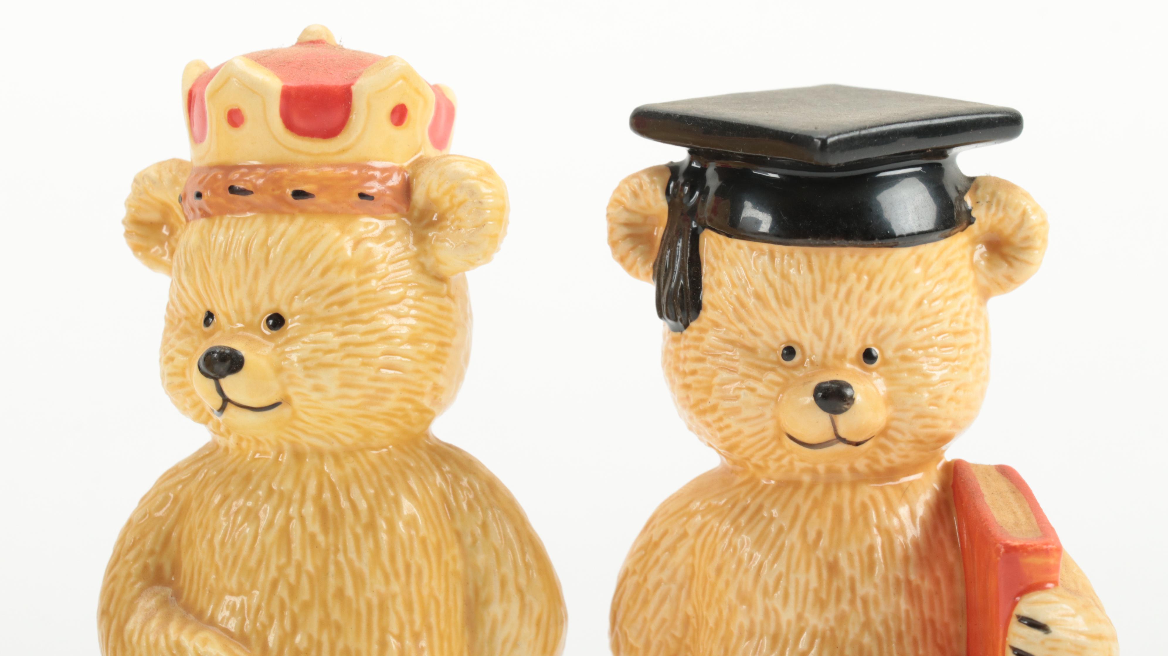 The Danbury Mint Bone China Bear Figurines Including "Well-Read Bear," and More