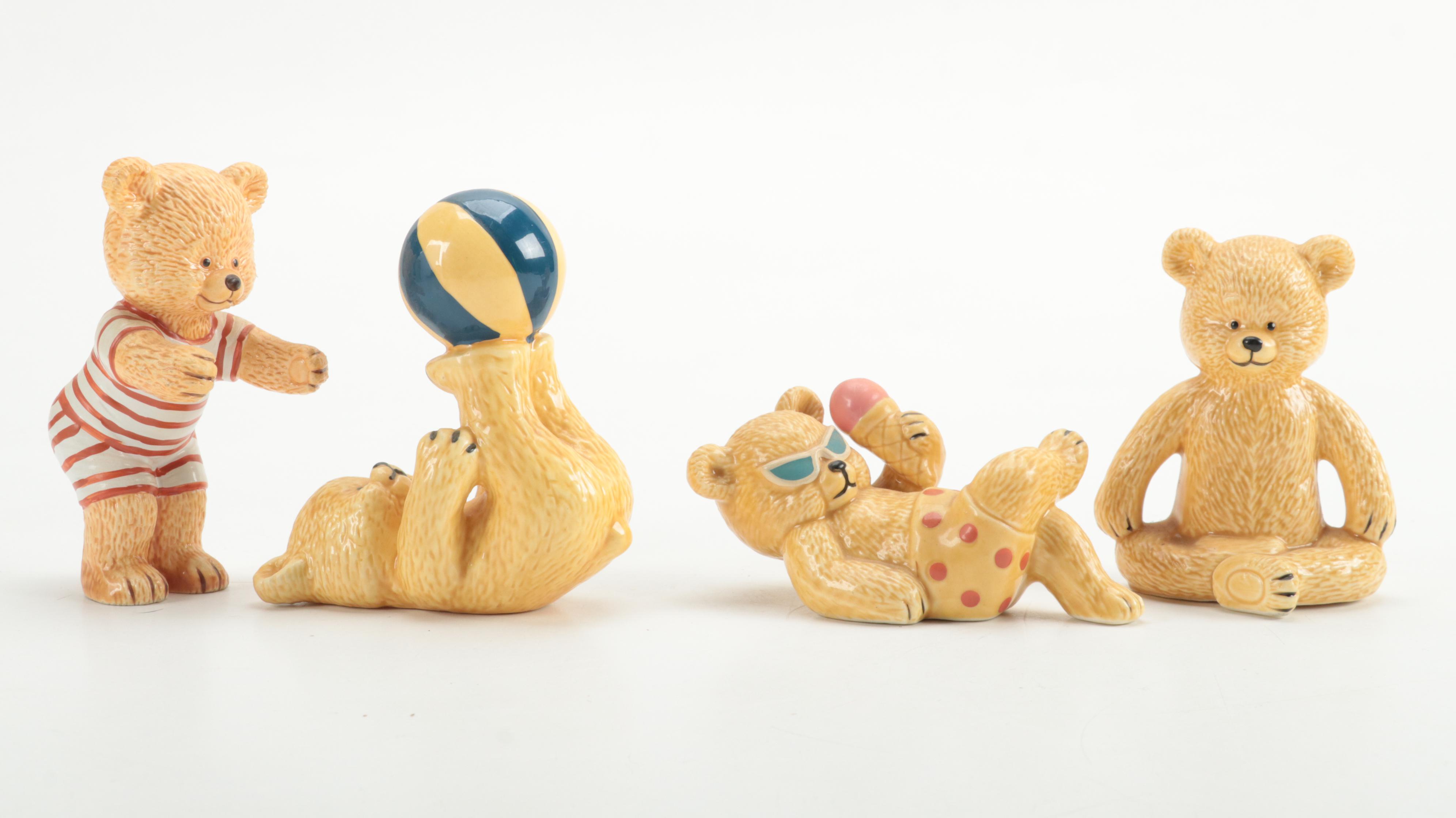 The Danbury Mint Bone China Bear Figurines Including "Well-Read Bear," and More