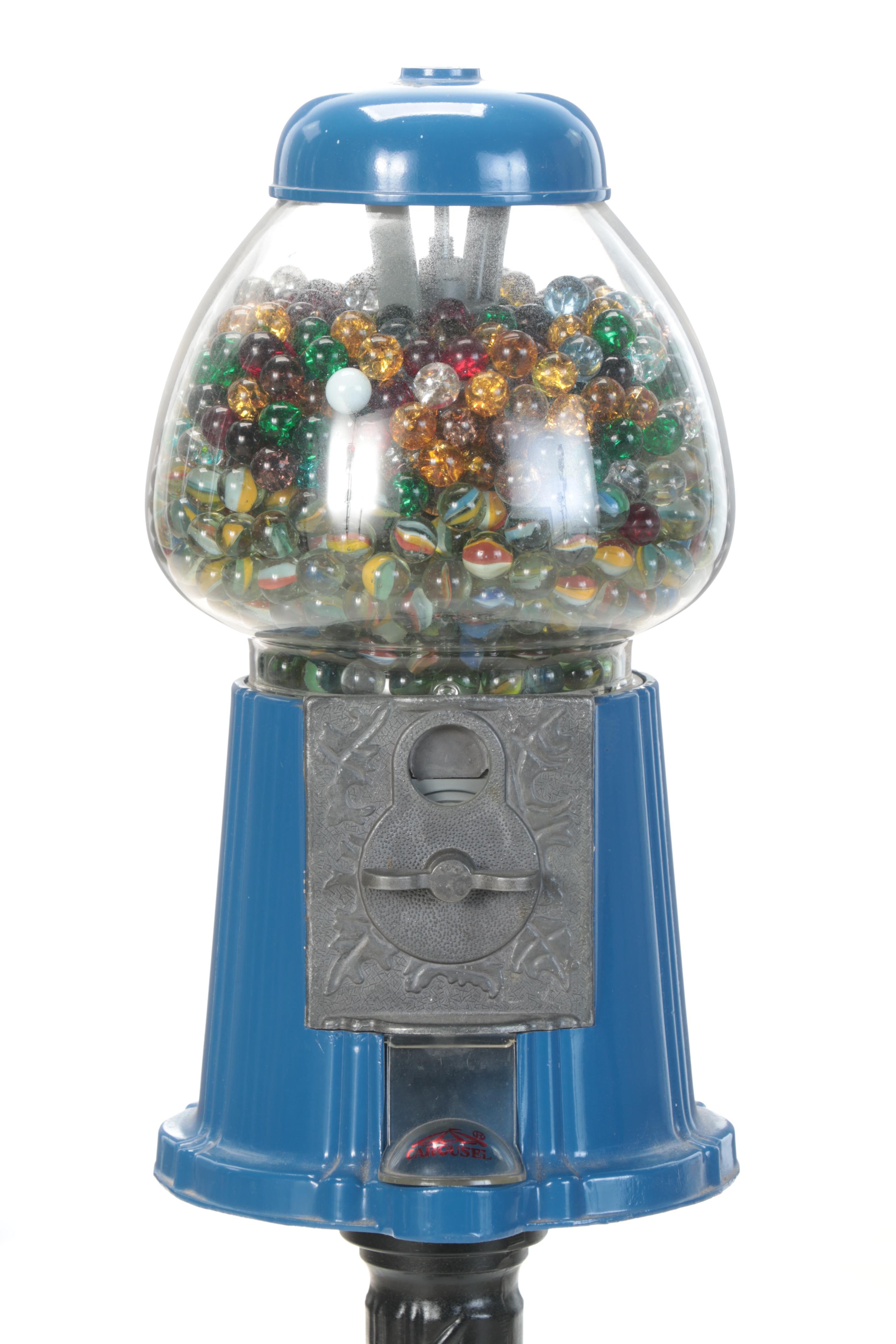 Carousel Coin Operated Candy Dispenser Filled With Marbles
