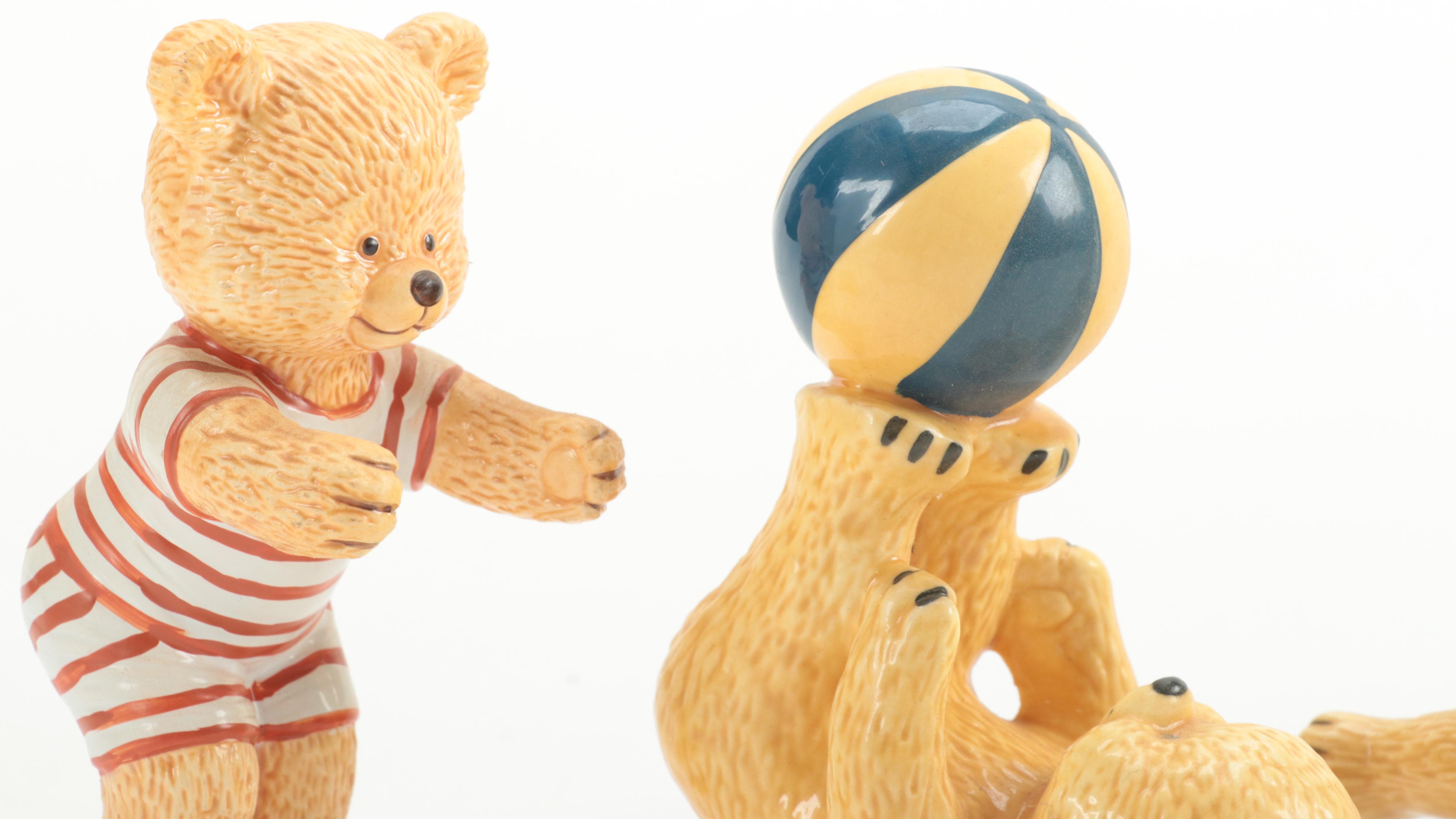 The Danbury Mint Bone China Bear Figurines Including "Well-Read Bear," and More