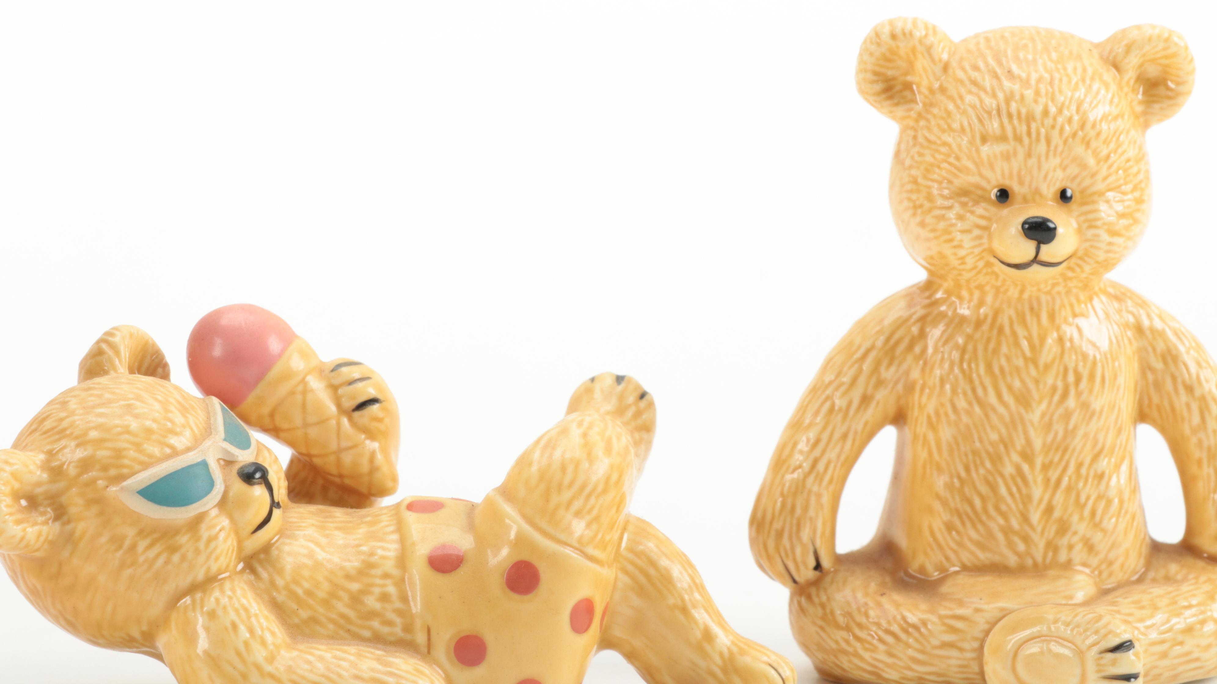 The Danbury Mint Bone China Bear Figurines Including "Well-Read Bear," and More