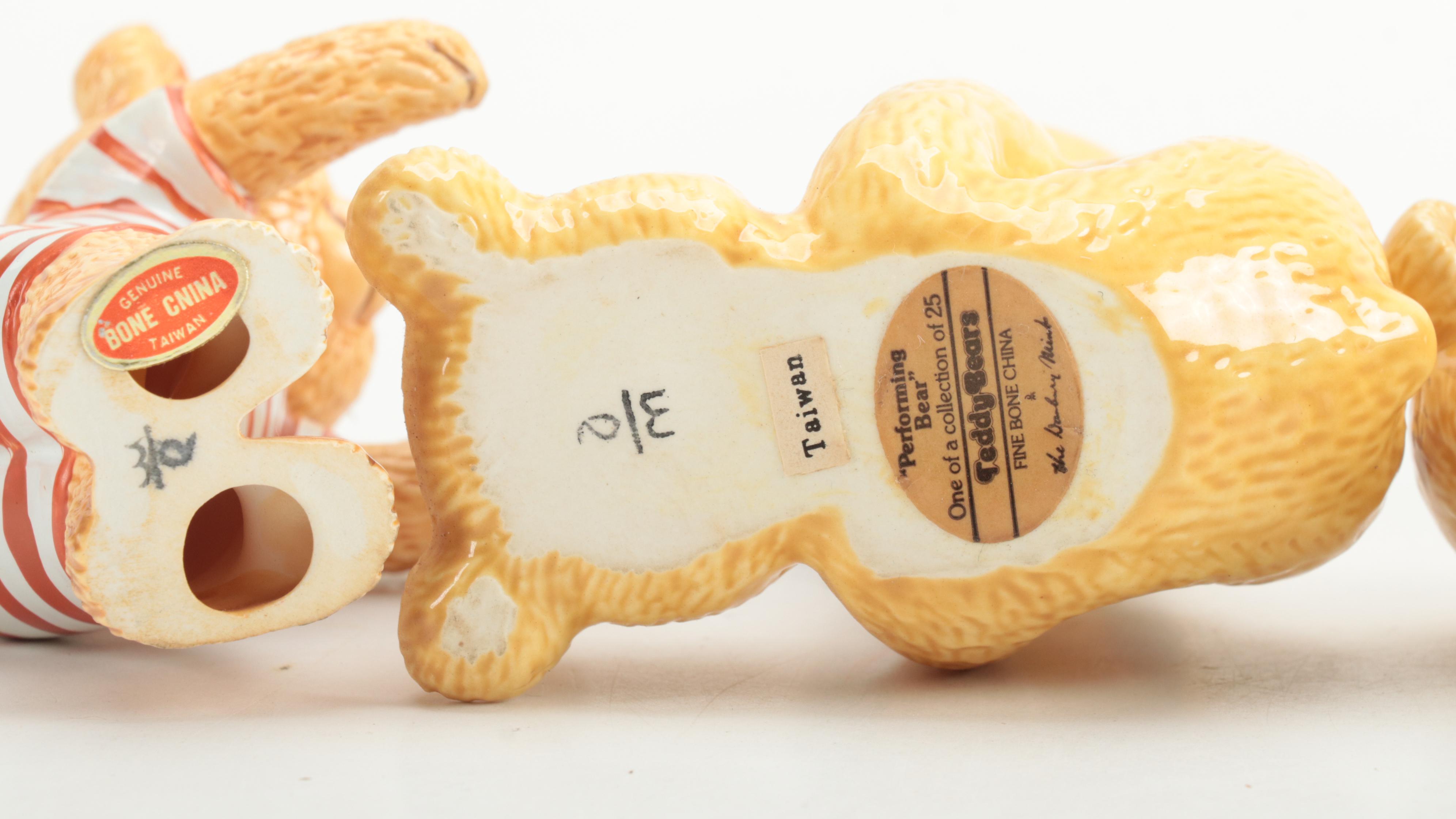 The Danbury Mint Bone China Bear Figurines Including "Well-Read Bear," and More