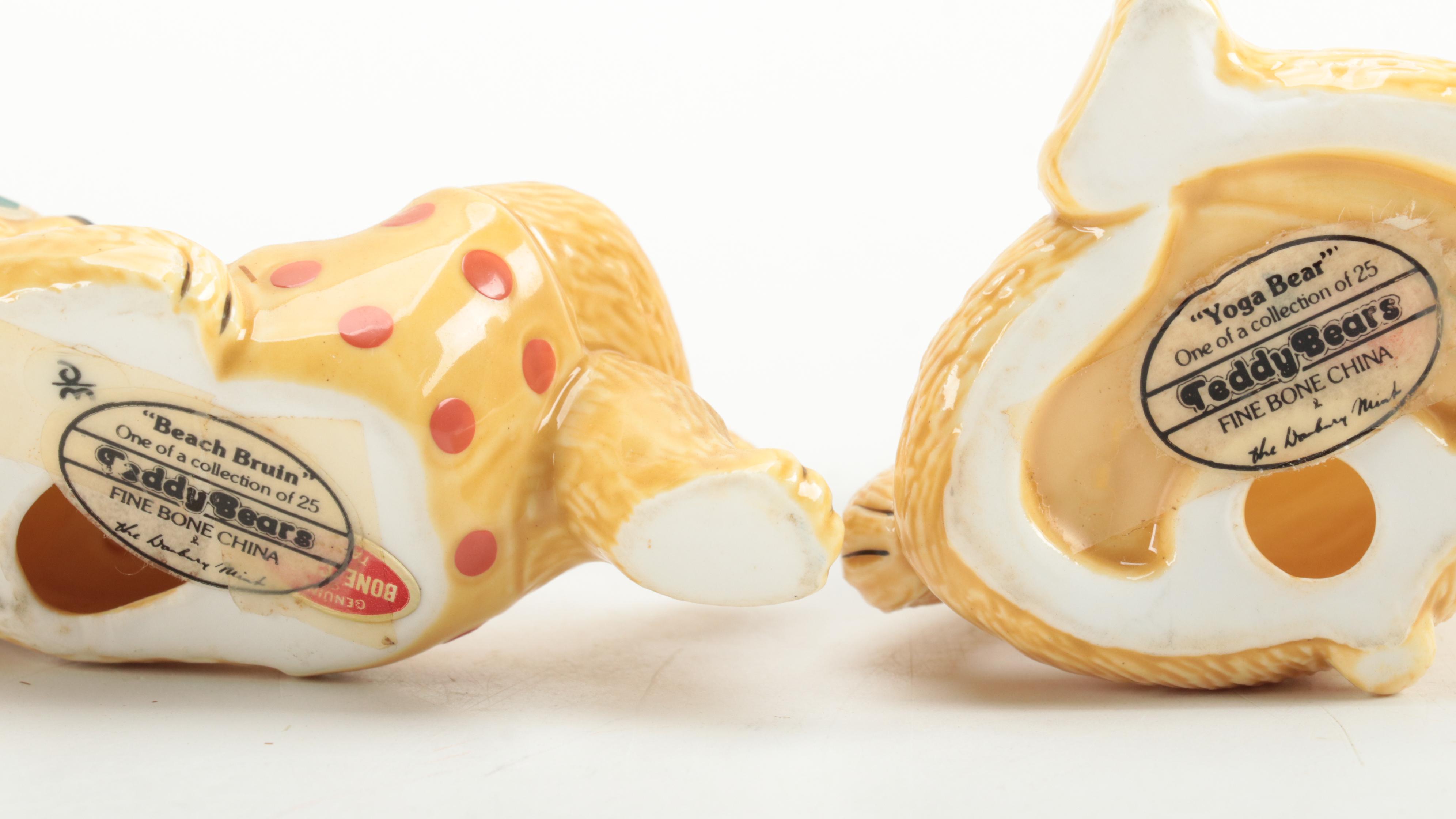 The Danbury Mint Bone China Bear Figurines Including "Well-Read Bear," and More