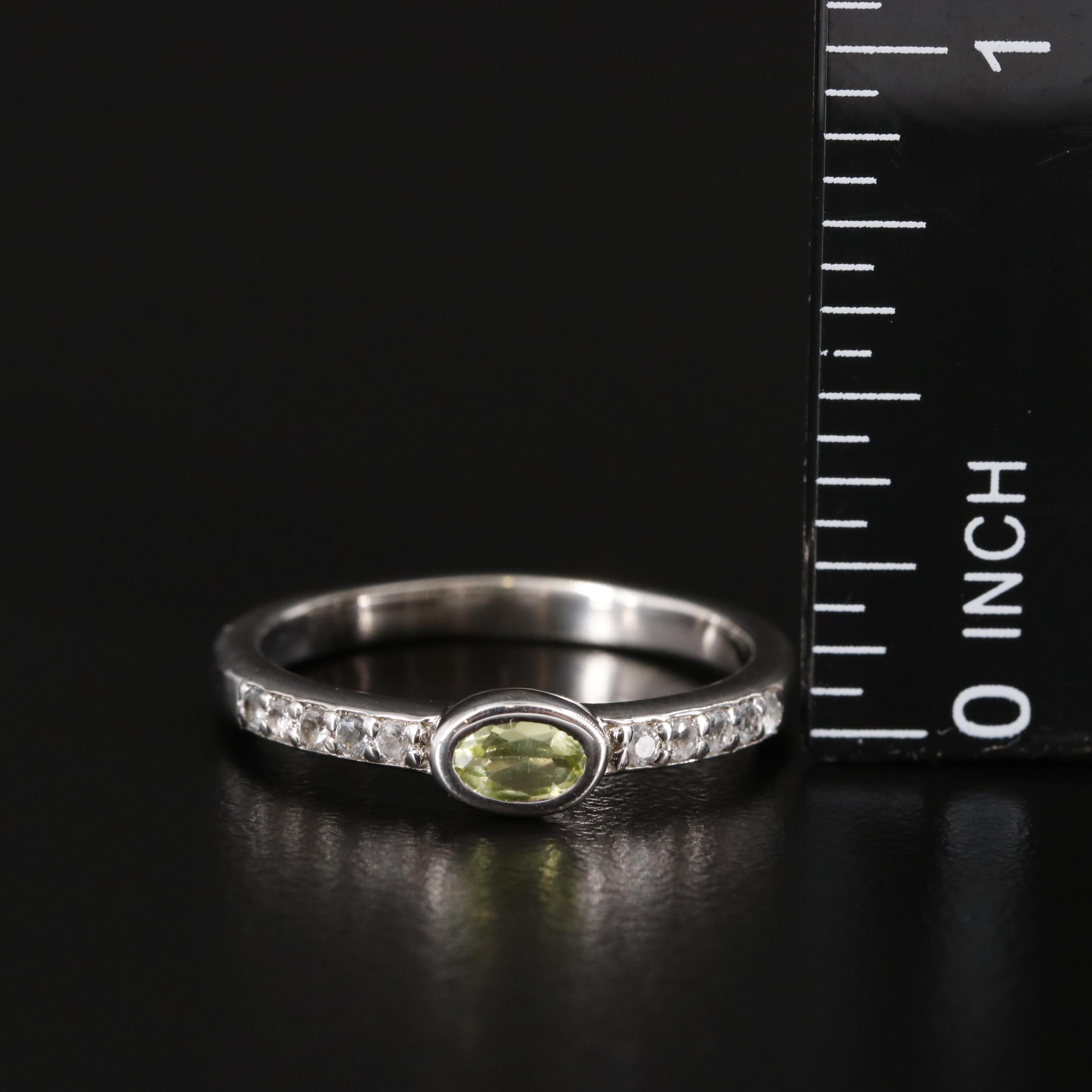 Sterling Peridot and White Topaz Ring