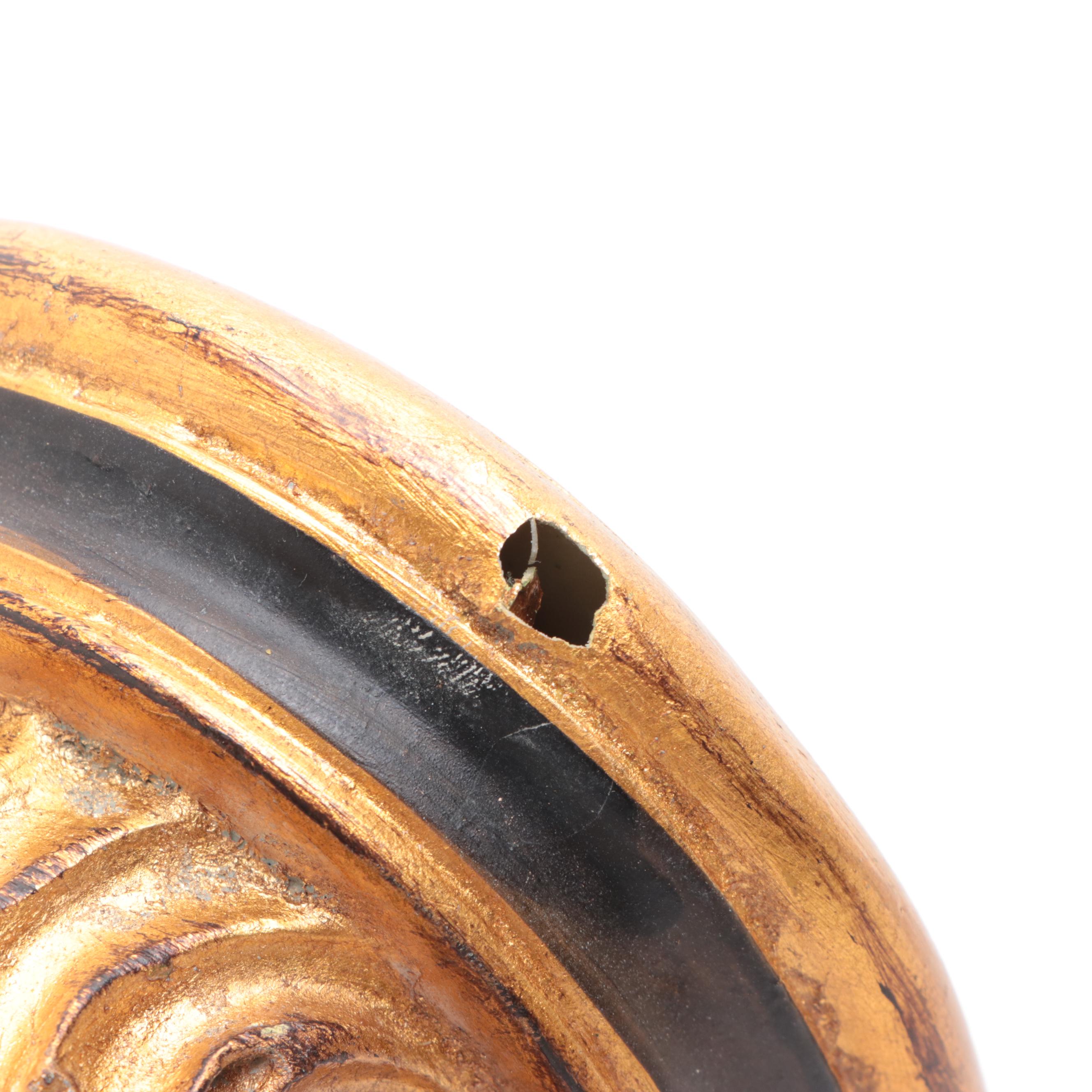 Chinese Shiwan Sun Wukong Figurine with Gilt Plaster Acanthus Wall Shelf