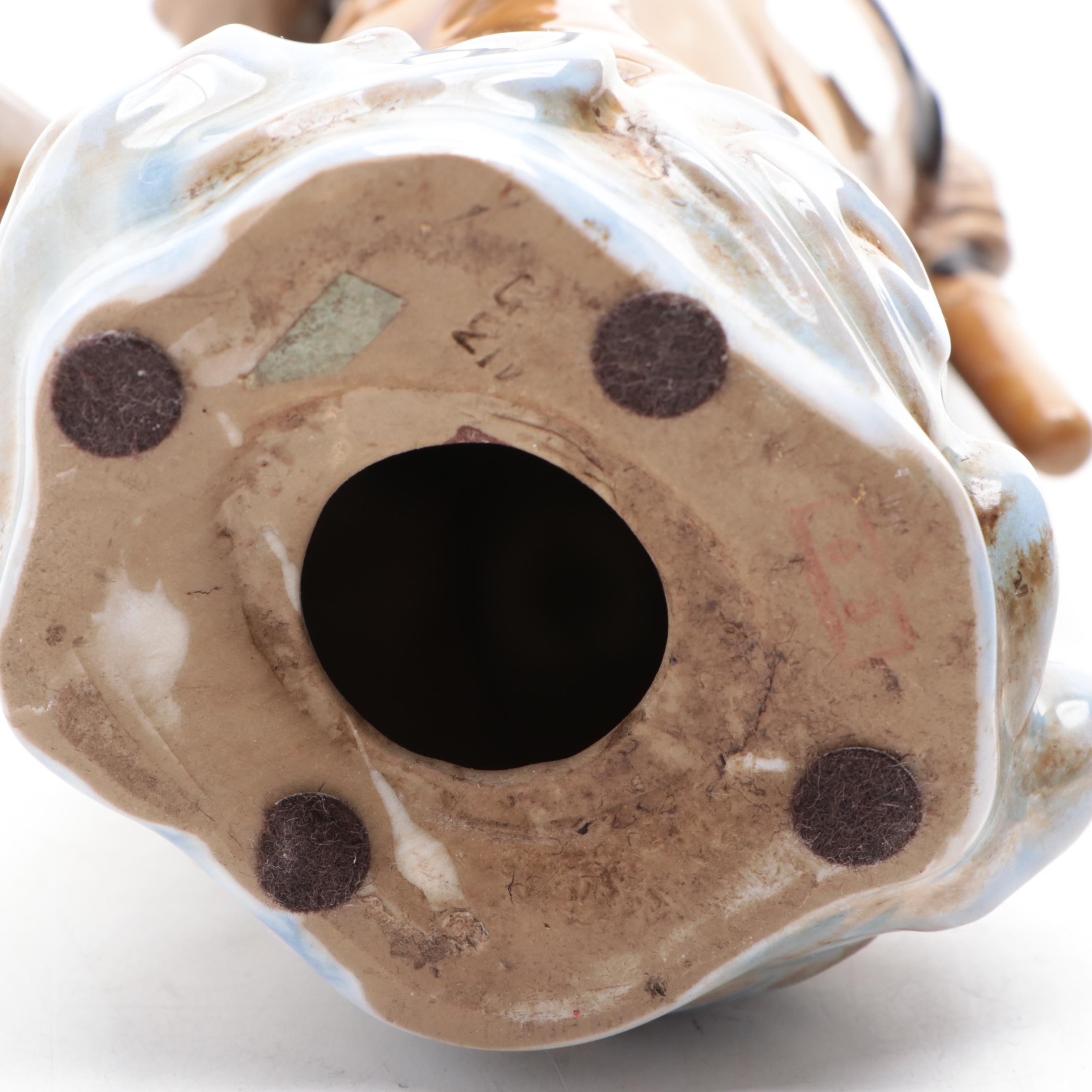 Chinese Shiwan Sun Wukong Figurine with Gilt Plaster Acanthus Wall Shelf