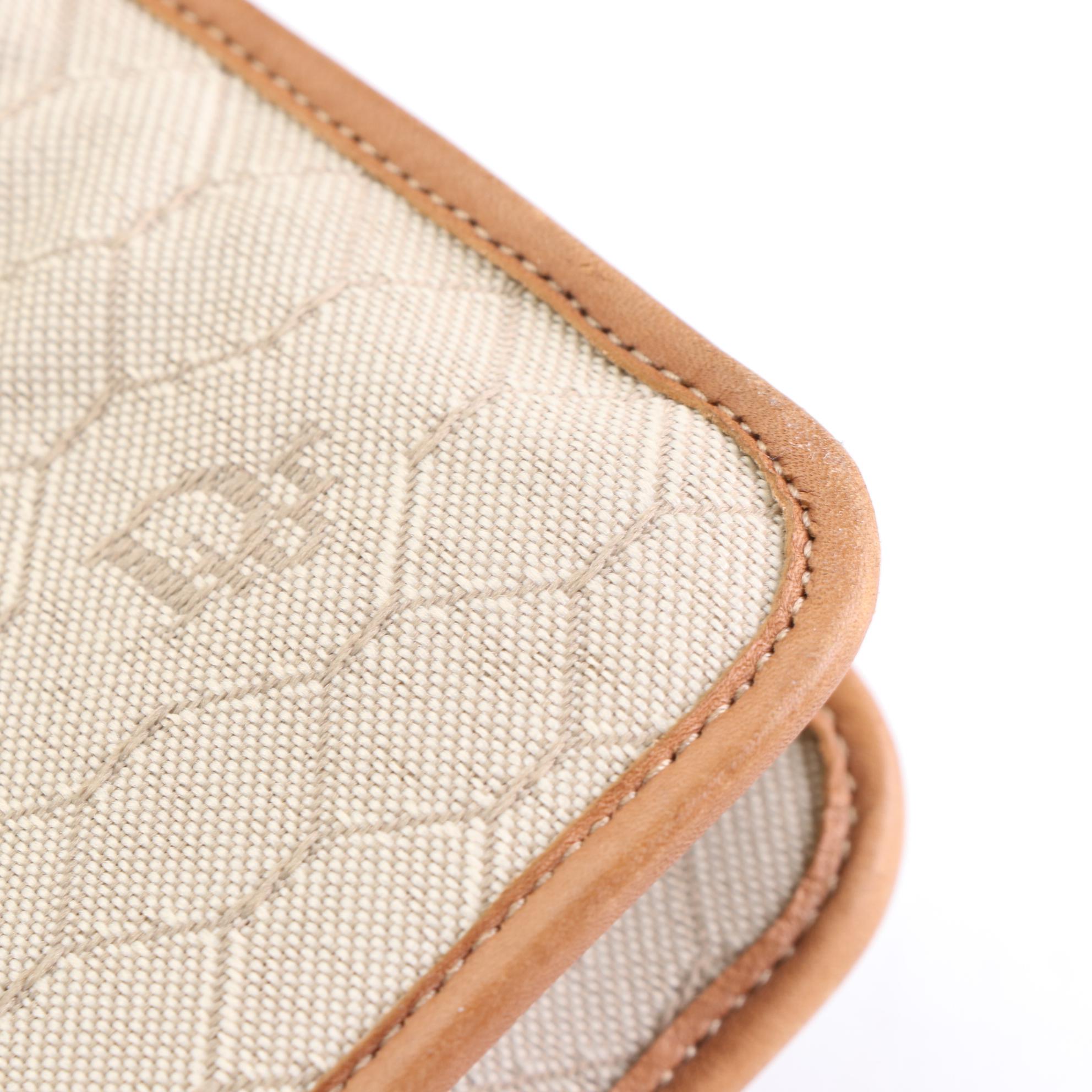 Christian Dior Honeycomb Canvas and Leather Pouch