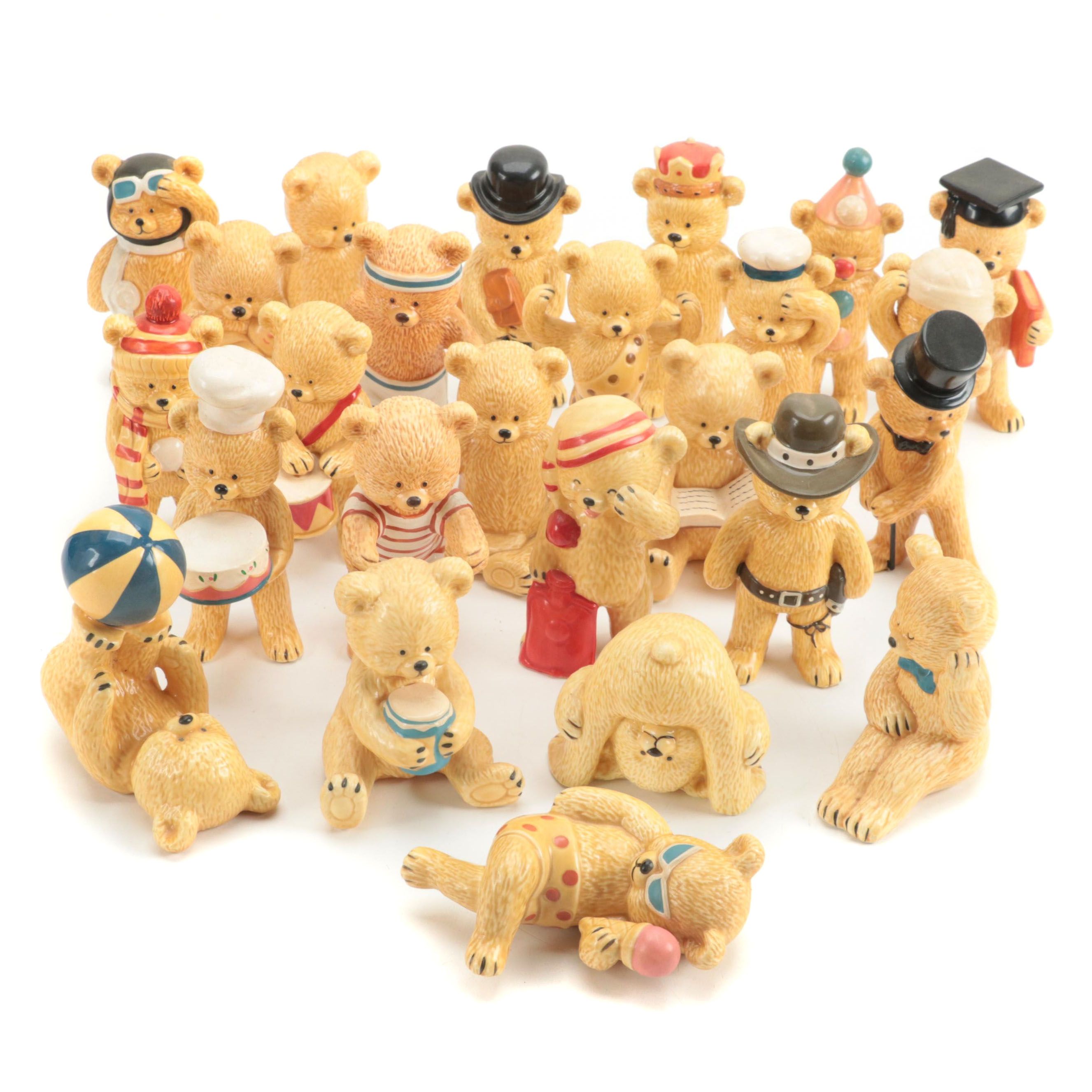 The Danbury Mint Bone China Bear Figurines Including "Well-Read Bear," and More