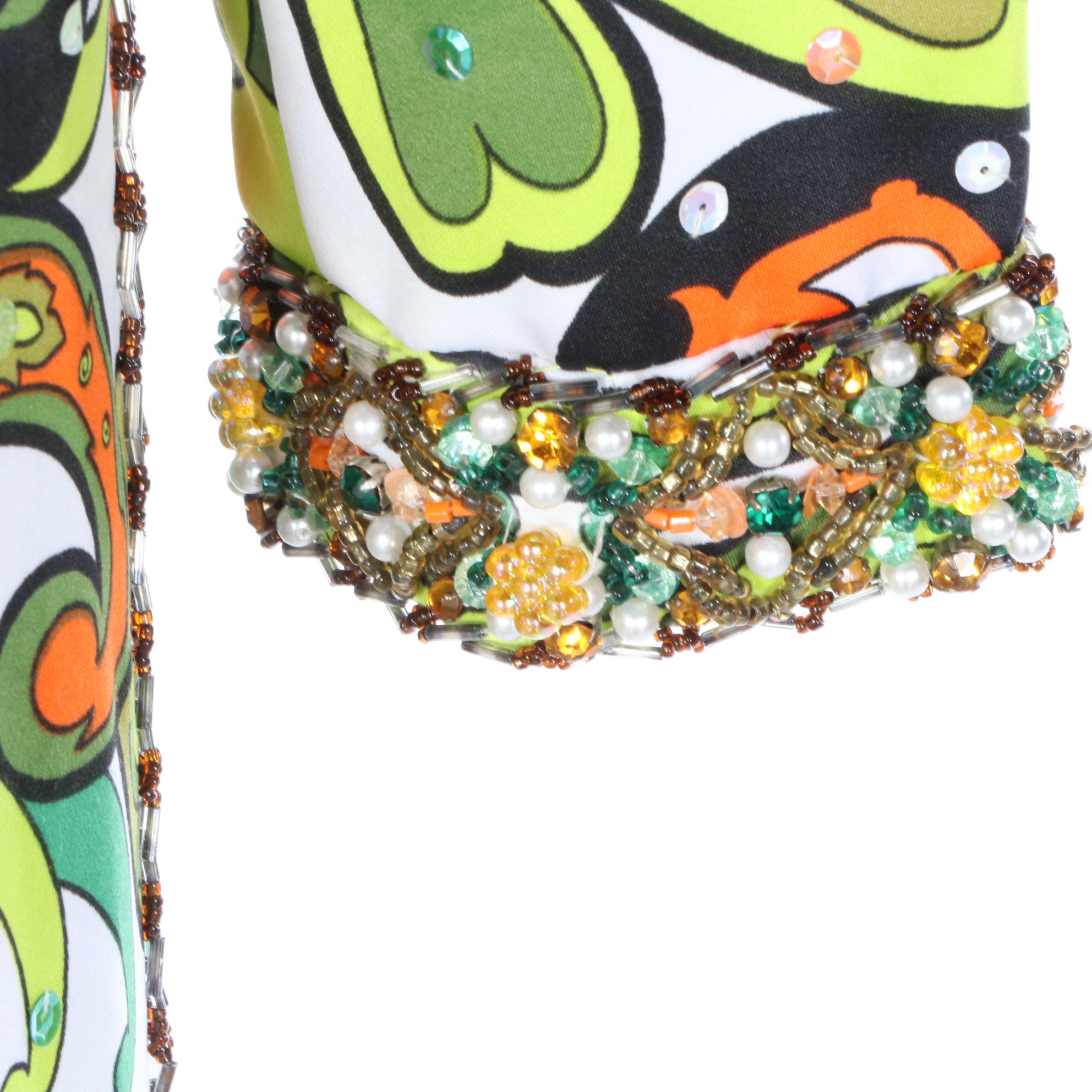 Pop Art Floral Print Embellished Duster Coat with Split Sides