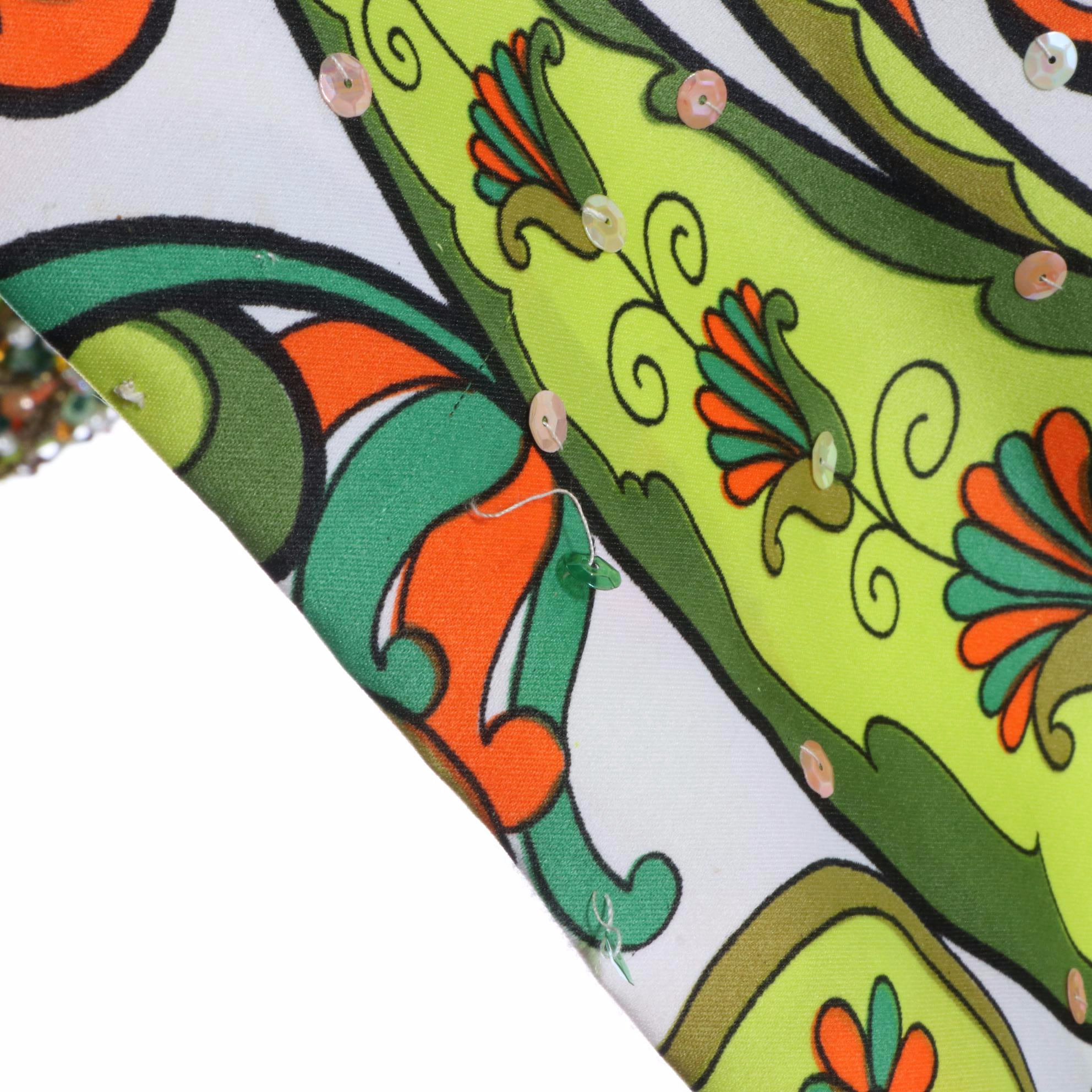 Pop Art Floral Print Embellished Duster Coat with Split Sides