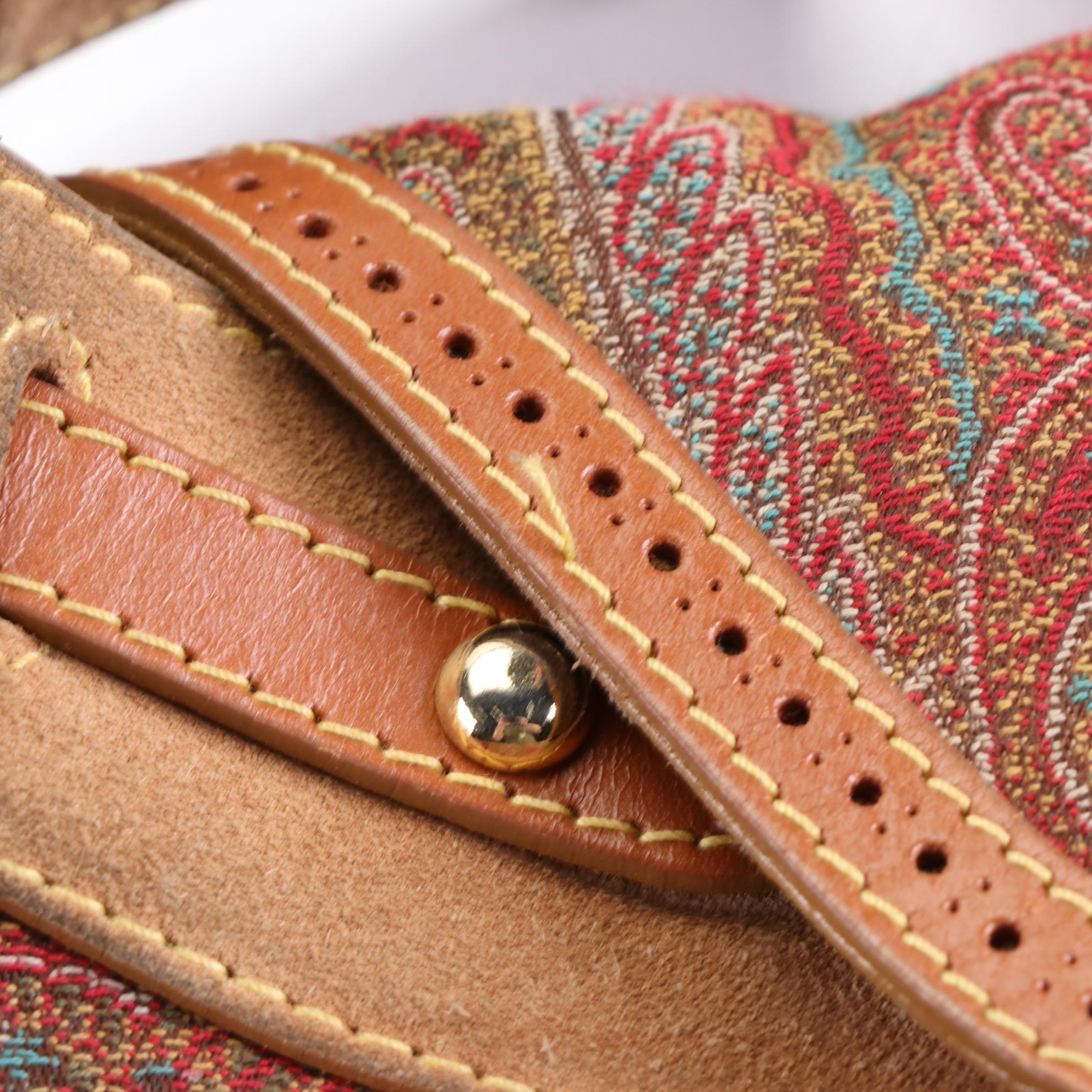 ETRO Paisley Canvas and Suede Tassel Flap Bag