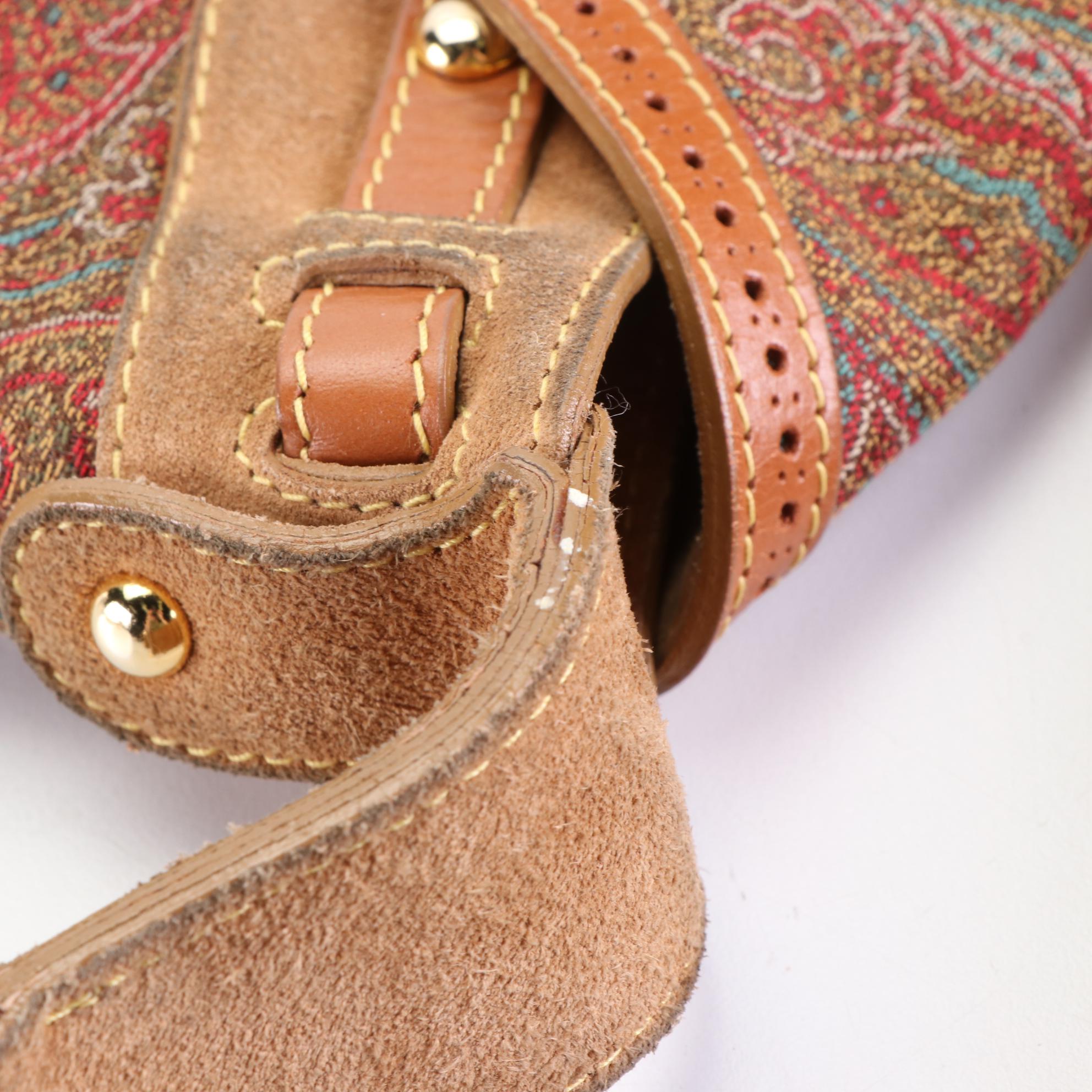 ETRO Paisley Canvas and Suede Tassel Flap Bag